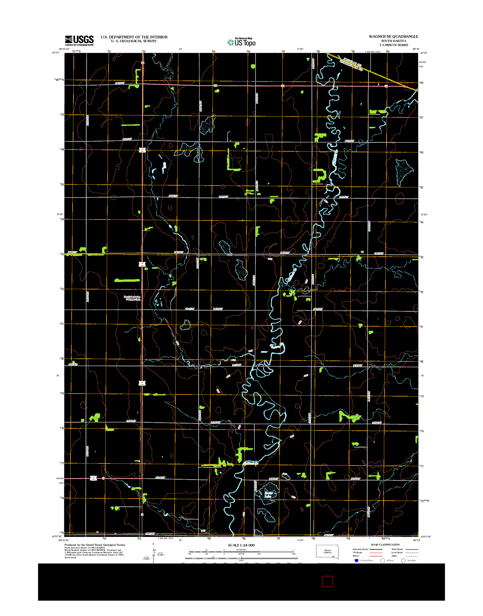 USGS US TOPO 7.5-MINUTE MAP FOR WAGNER NE, SD 2012