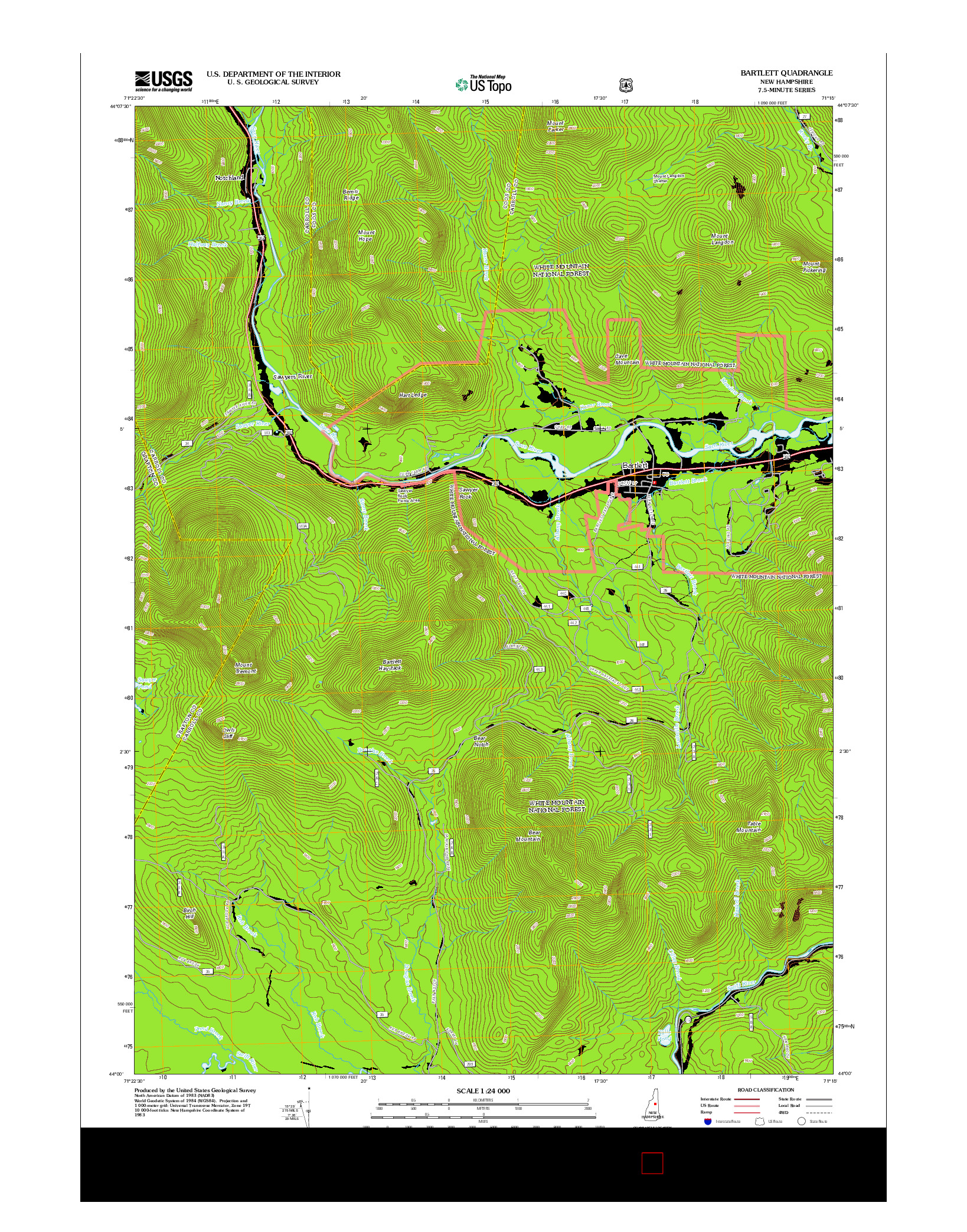 USGS US TOPO 7.5-MINUTE MAP FOR BARTLETT, NH 2012