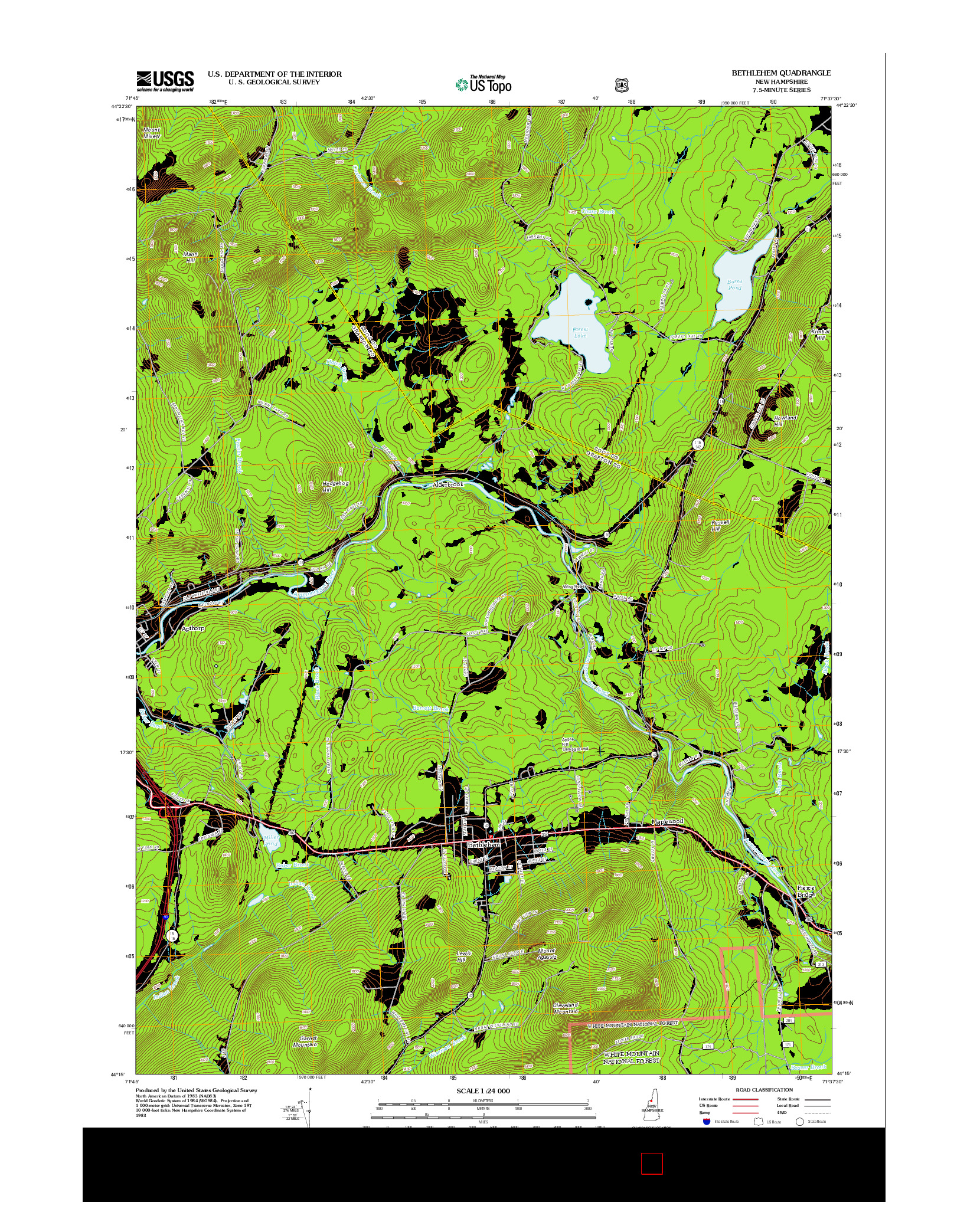 USGS US TOPO 7.5-MINUTE MAP FOR BETHLEHEM, NH 2012