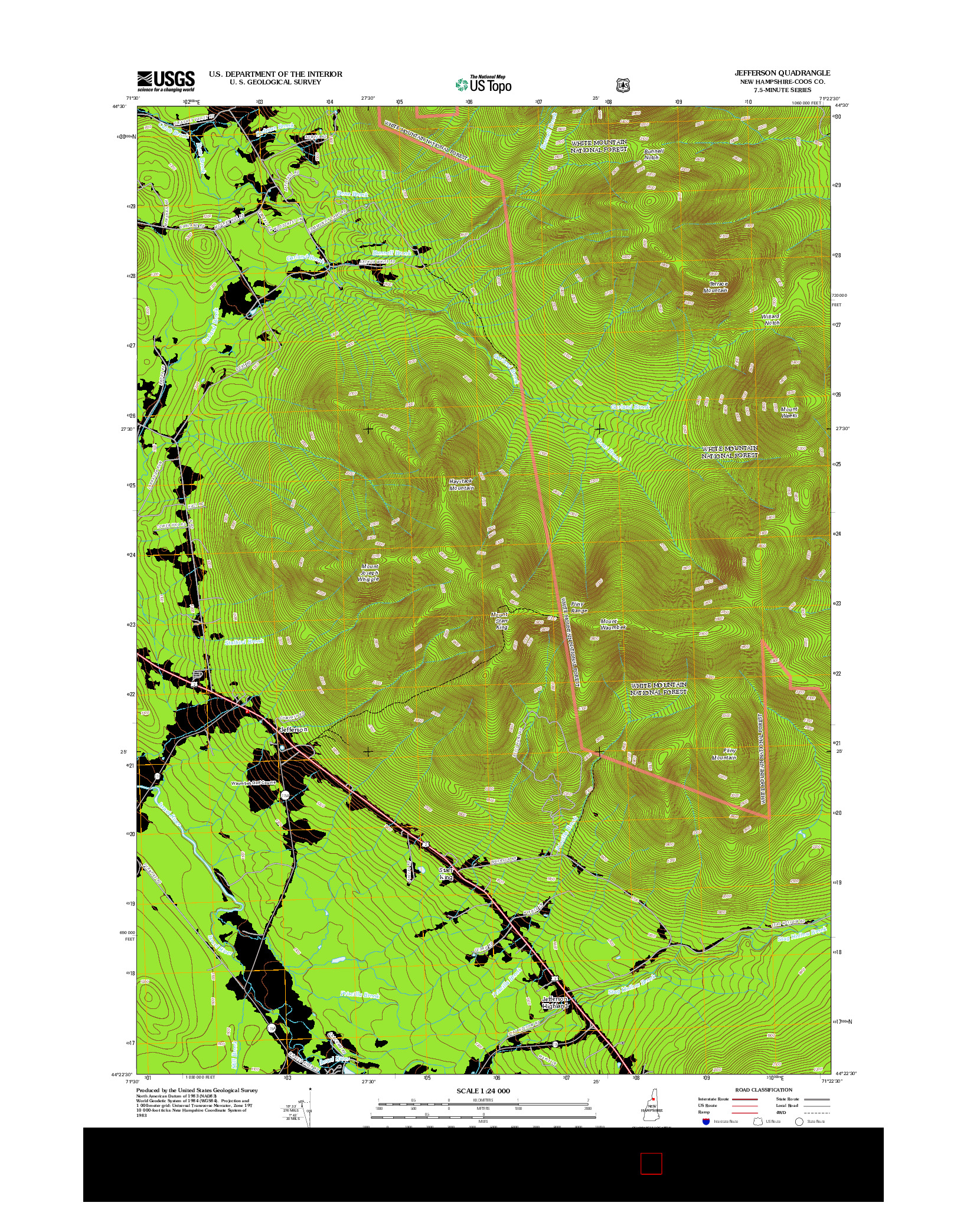 USGS US TOPO 7.5-MINUTE MAP FOR JEFFERSON, NH 2012