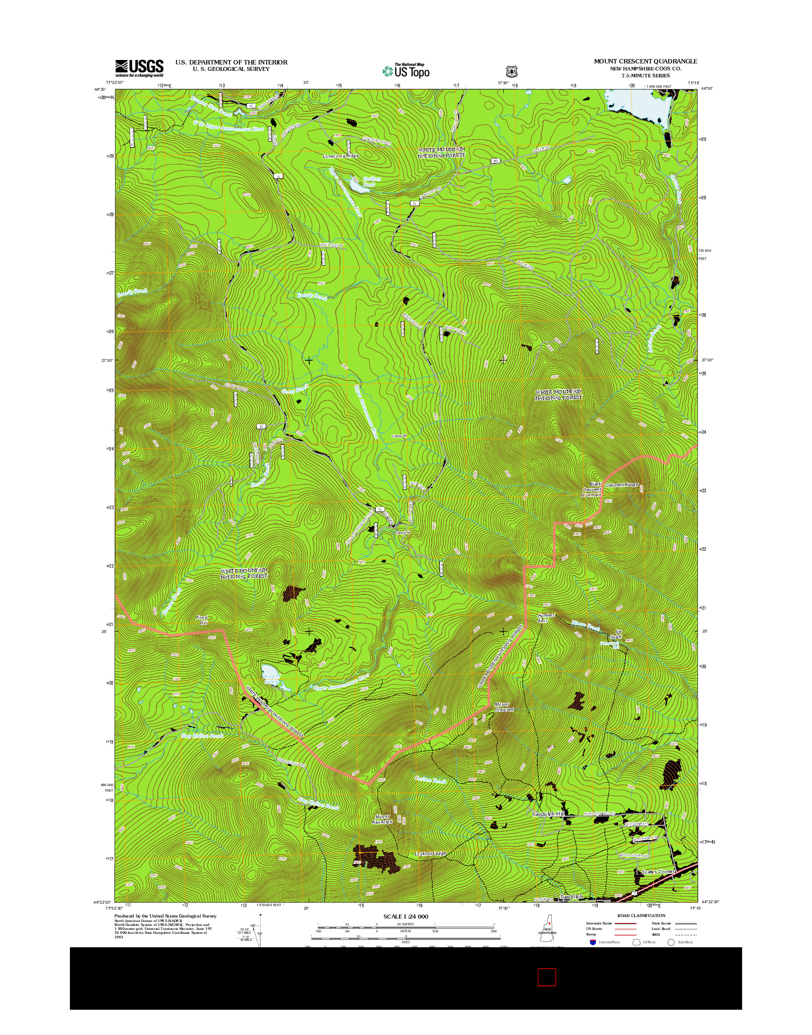 USGS US TOPO 7.5-MINUTE MAP FOR MOUNT CRESCENT, NH 2012