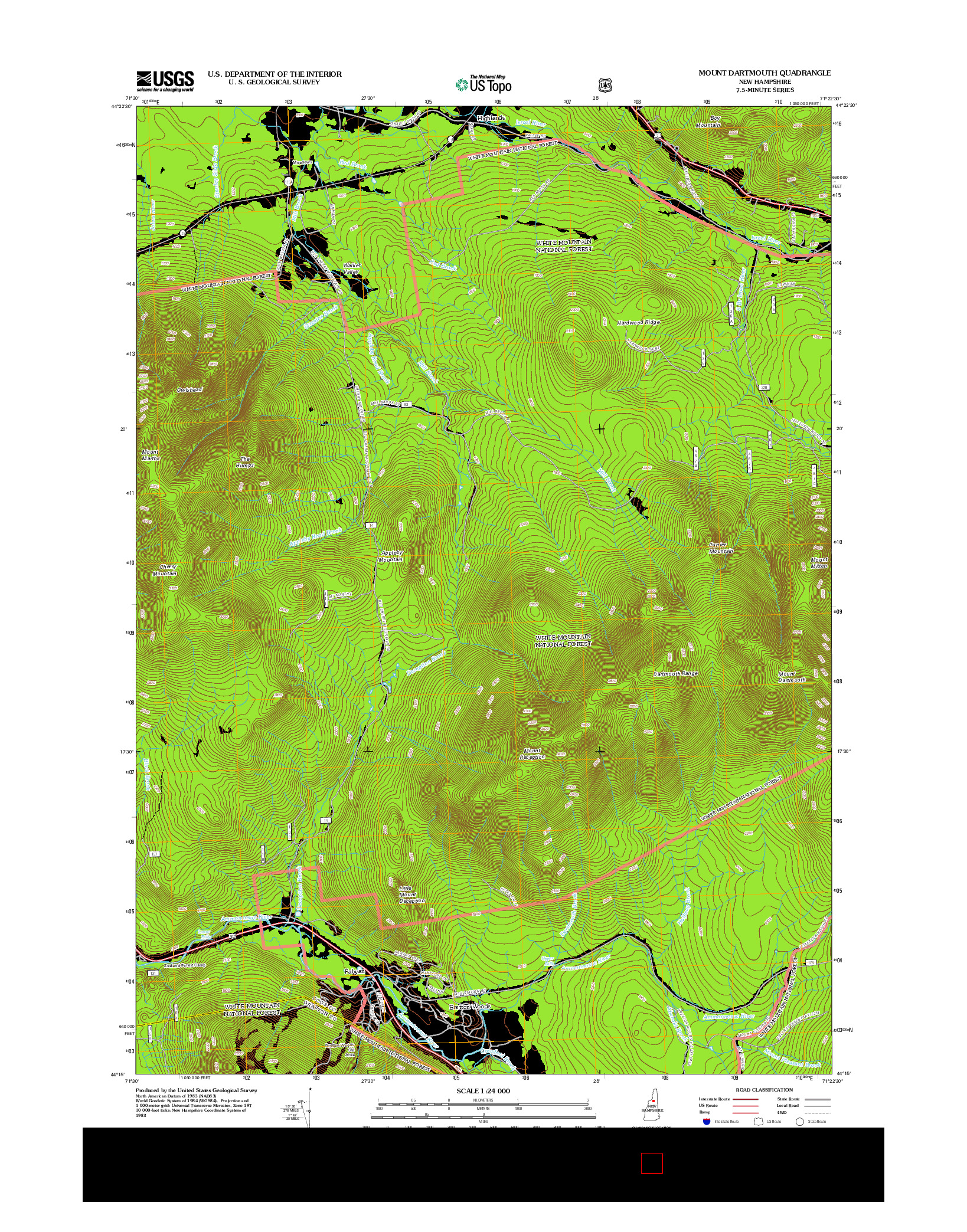 USGS US TOPO 7.5-MINUTE MAP FOR MOUNT DARTMOUTH, NH 2012