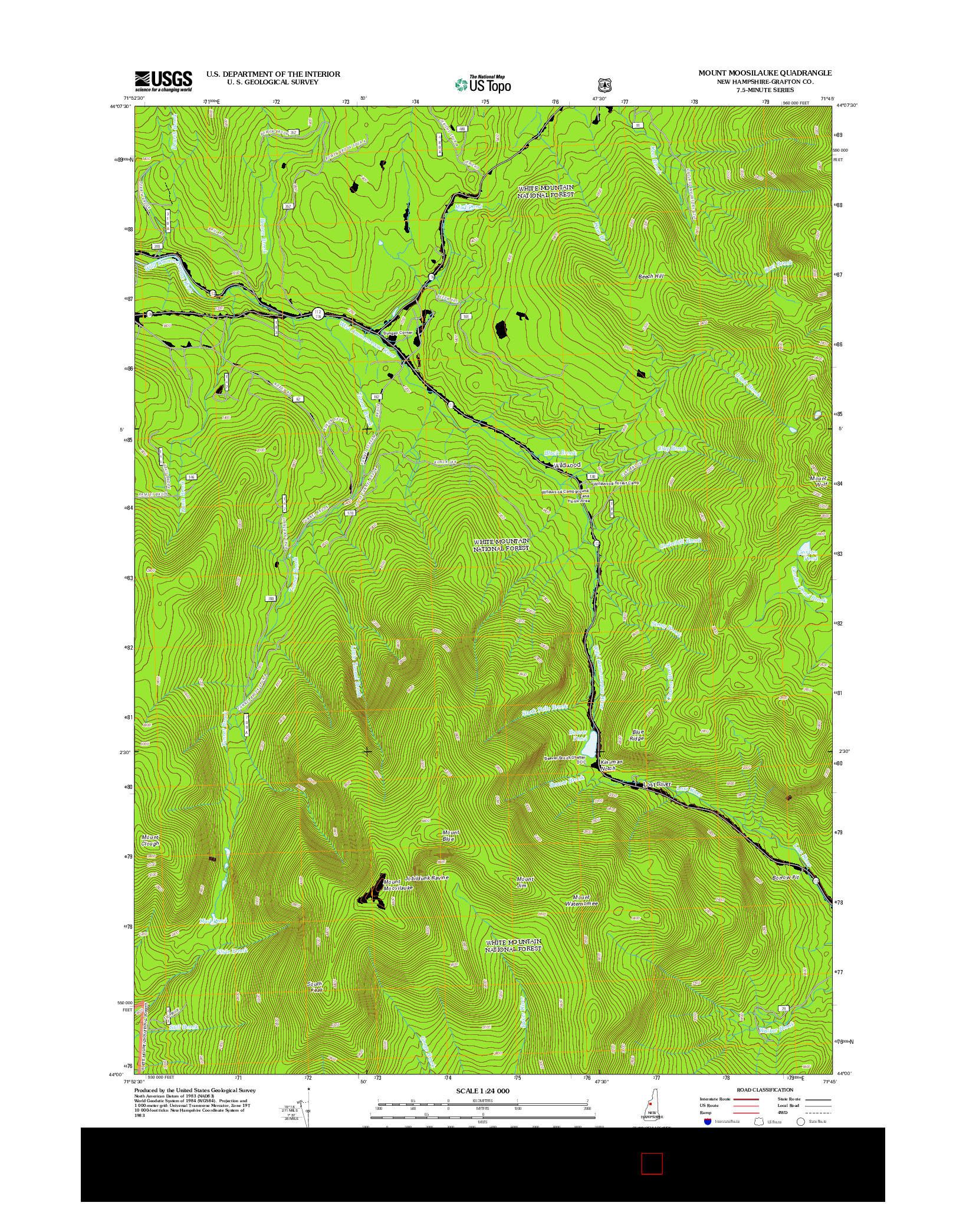 USGS US TOPO 7.5-MINUTE MAP FOR MOUNT MOOSILAUKE, NH 2012