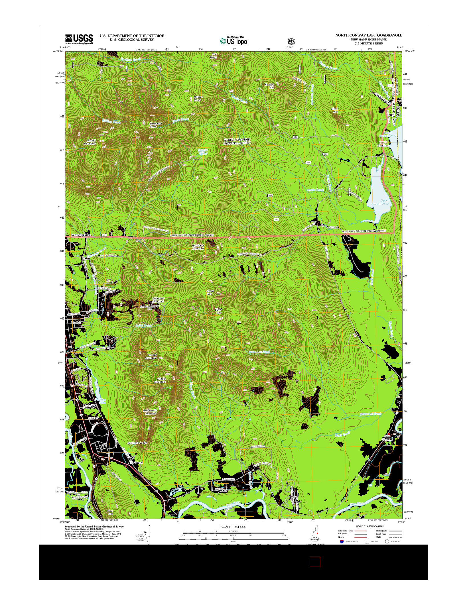 USGS US TOPO 7.5-MINUTE MAP FOR NORTH CONWAY EAST, NH-ME 2012