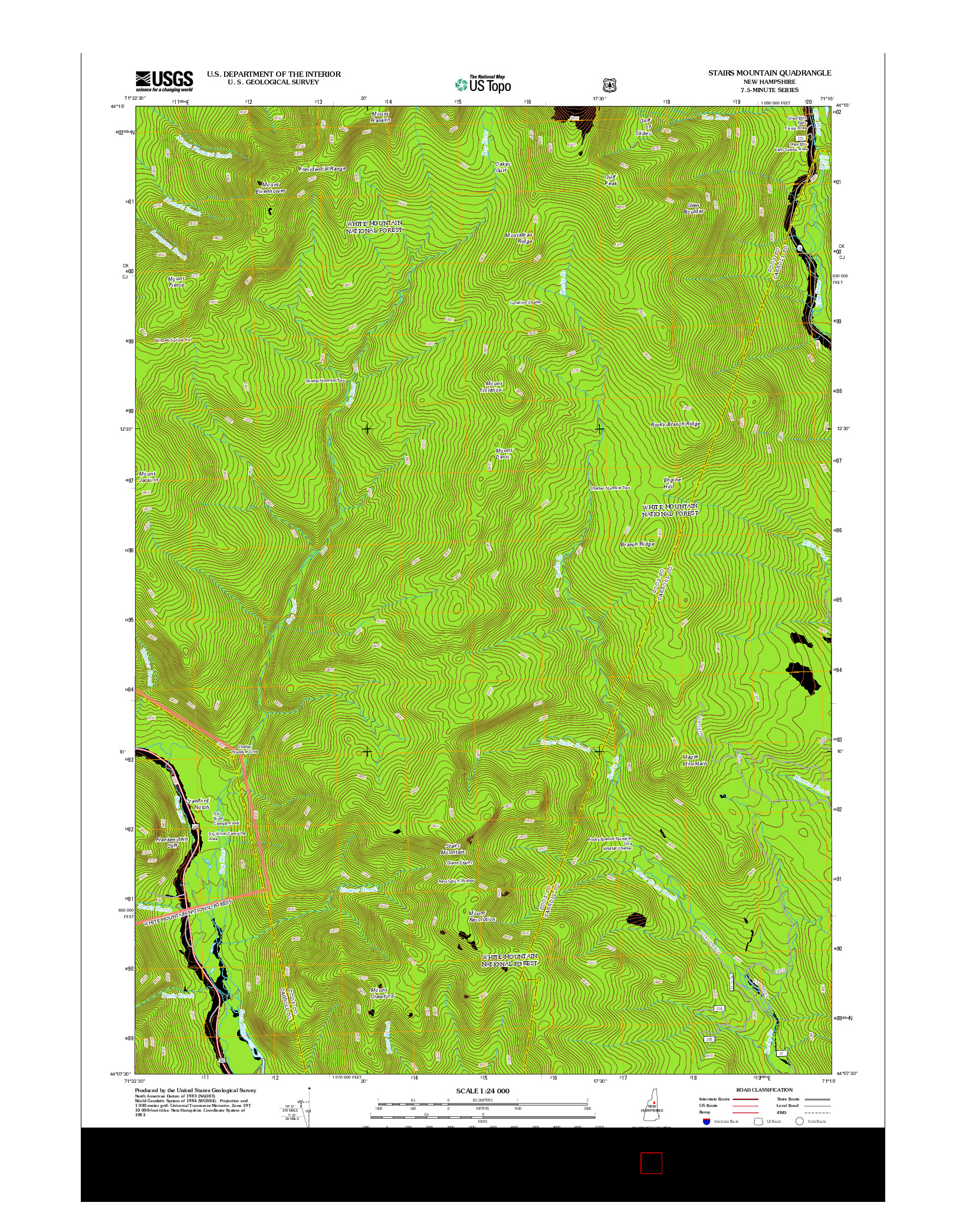 USGS US TOPO 7.5-MINUTE MAP FOR STAIRS MOUNTAIN, NH 2012