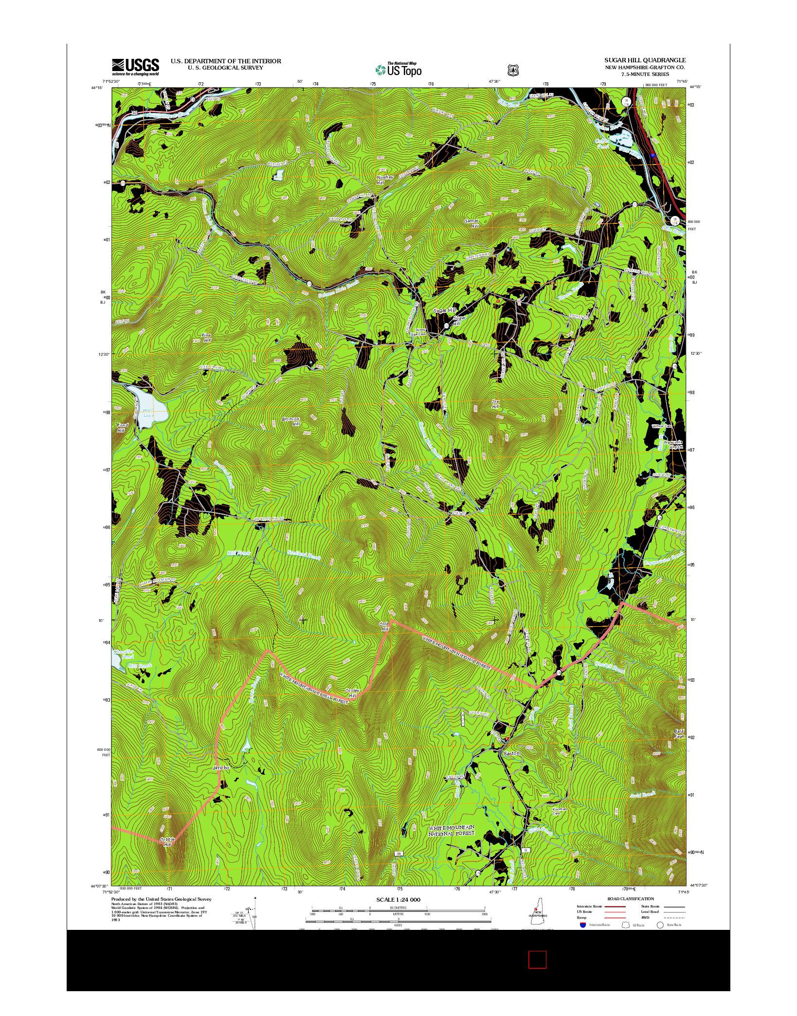 USGS US TOPO 7.5-MINUTE MAP FOR SUGAR HILL, NH 2012