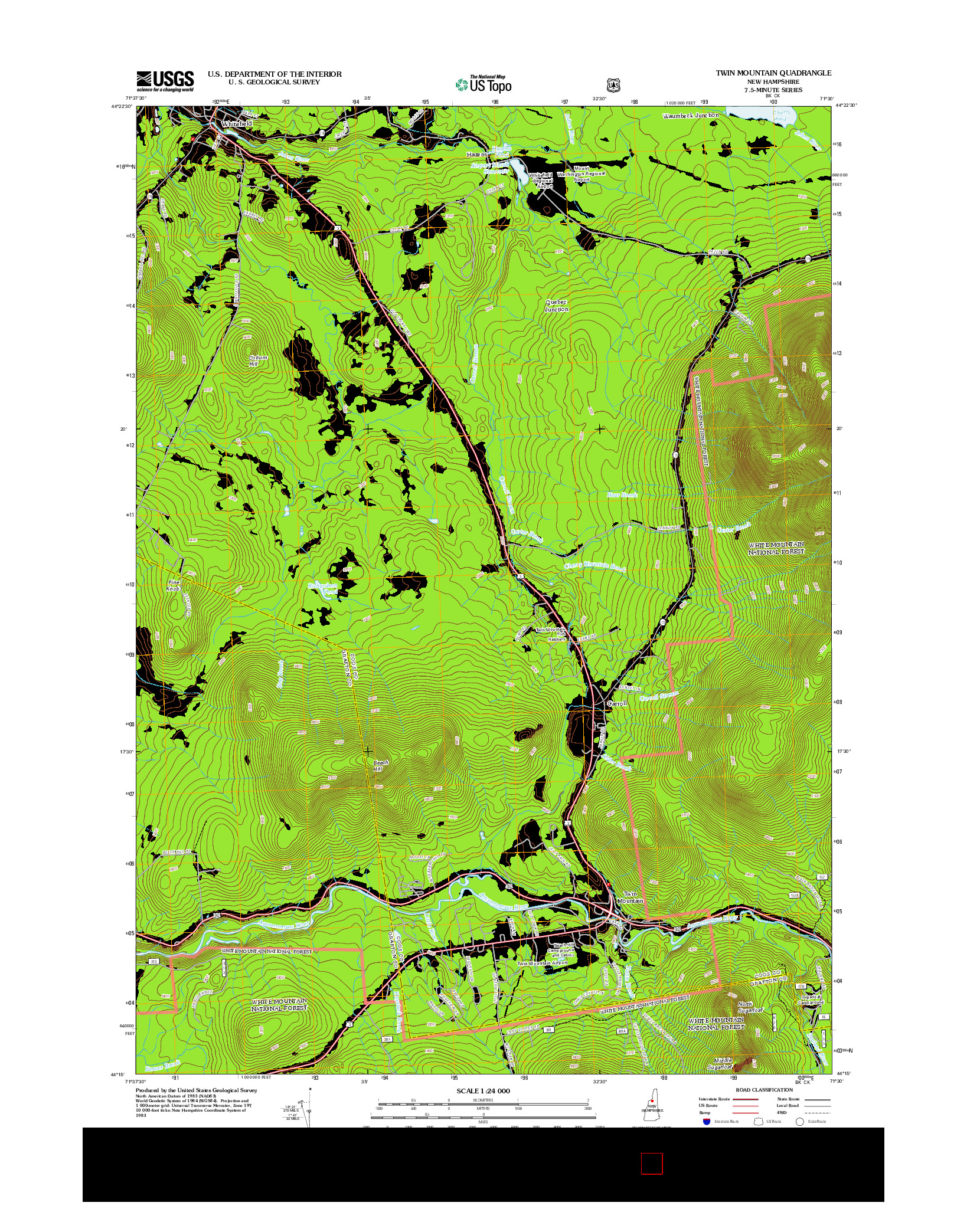 USGS US TOPO 7.5-MINUTE MAP FOR TWIN MOUNTAIN, NH 2012