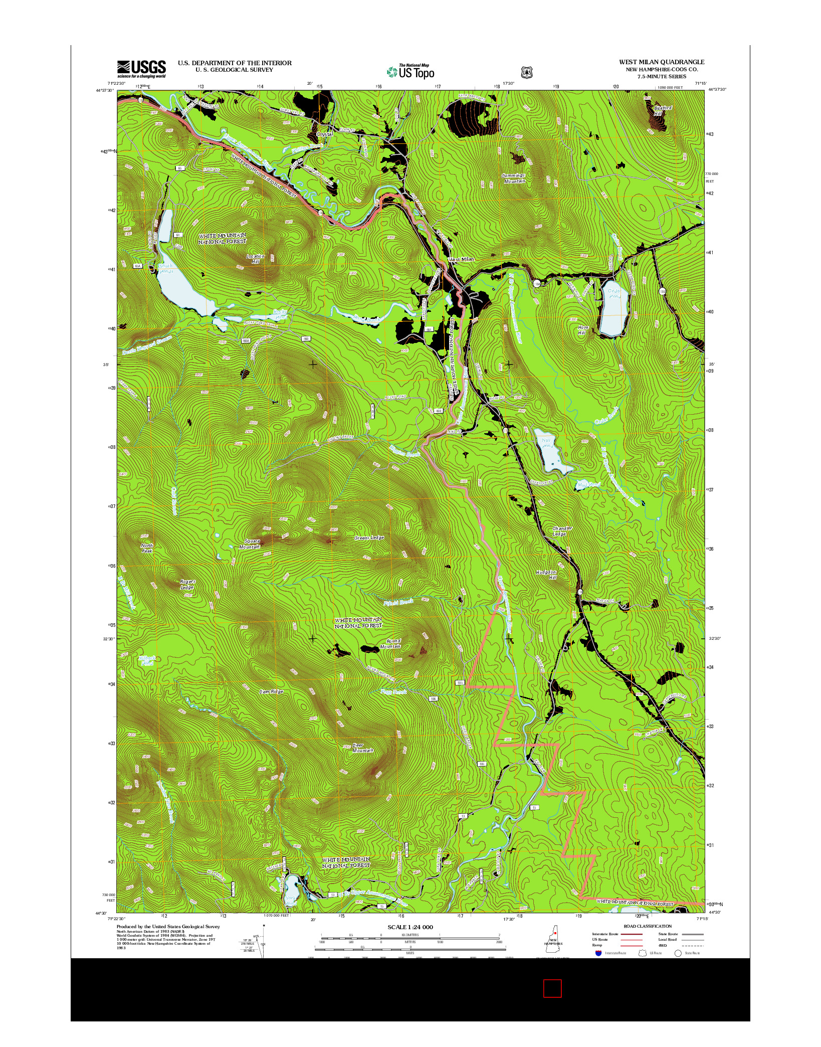 USGS US TOPO 7.5-MINUTE MAP FOR WEST MILAN, NH 2012