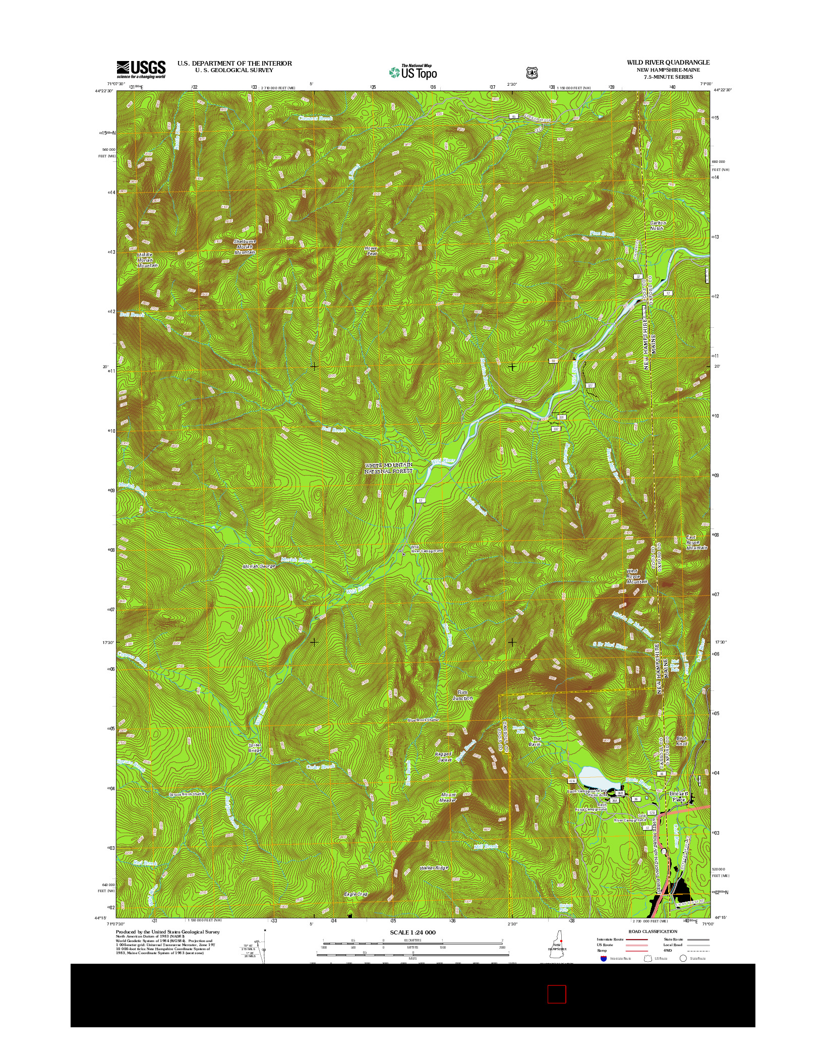 USGS US TOPO 7.5-MINUTE MAP FOR WILD RIVER, NH-ME 2012