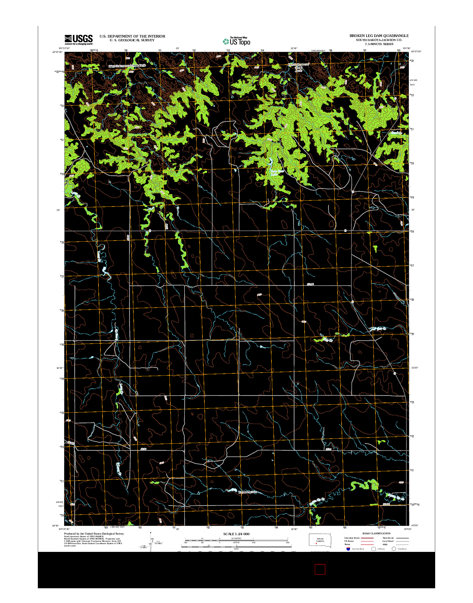 USGS US TOPO 7.5-MINUTE MAP FOR BROKEN LEG DAM, SD 2012