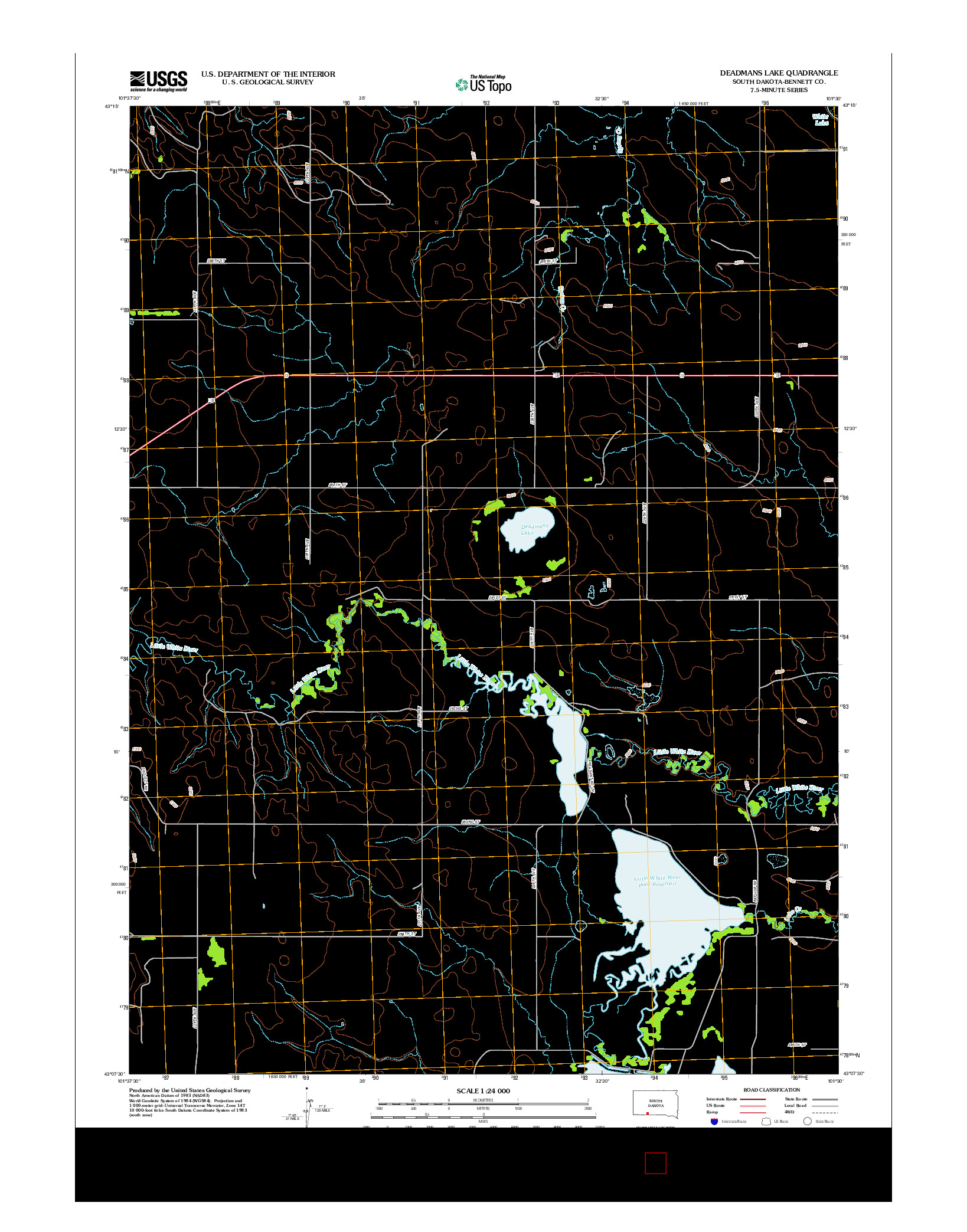 USGS US TOPO 7.5-MINUTE MAP FOR DEADMANS LAKE, SD 2012