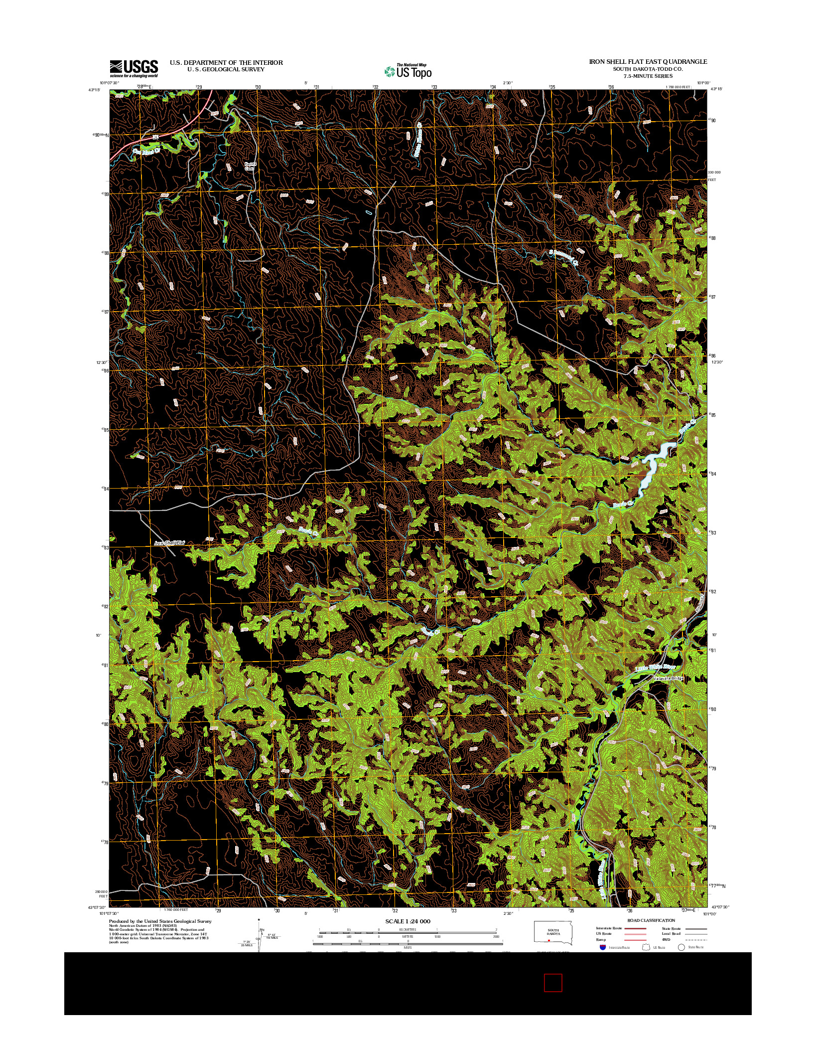 USGS US TOPO 7.5-MINUTE MAP FOR IRON SHELL FLAT EAST, SD 2012