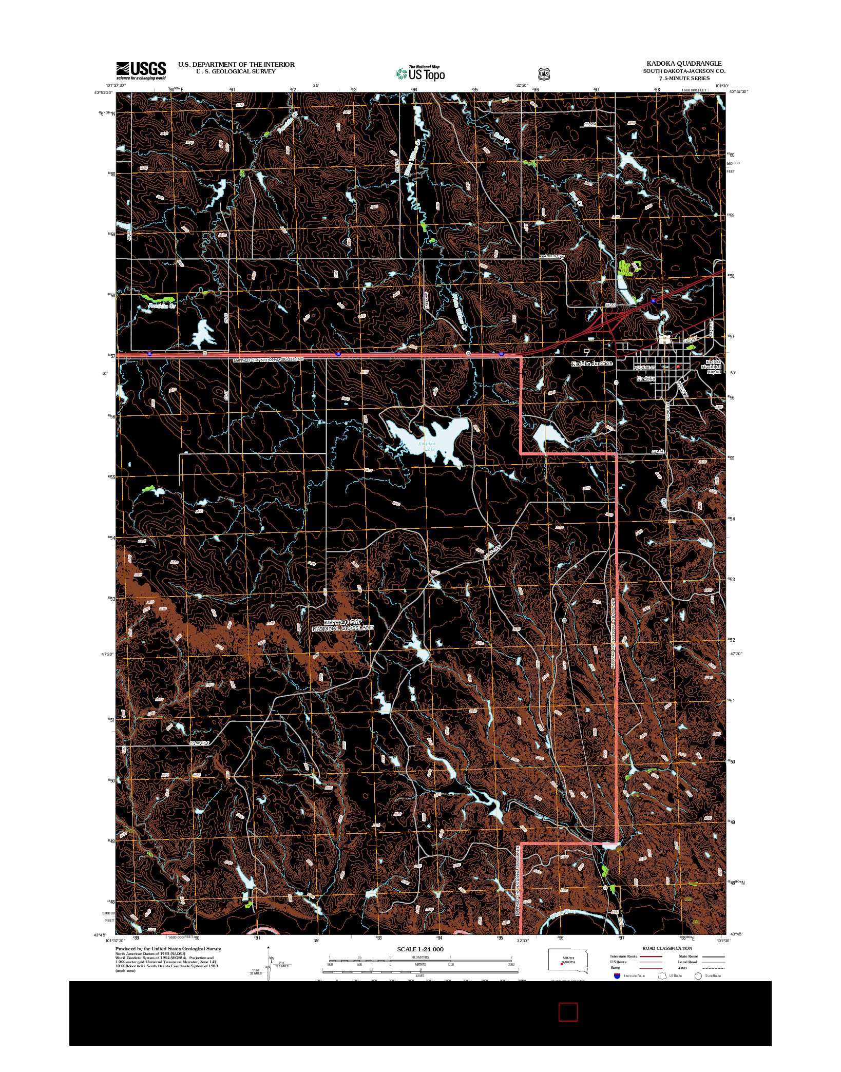 USGS US TOPO 7.5-MINUTE MAP FOR KADOKA, SD 2012