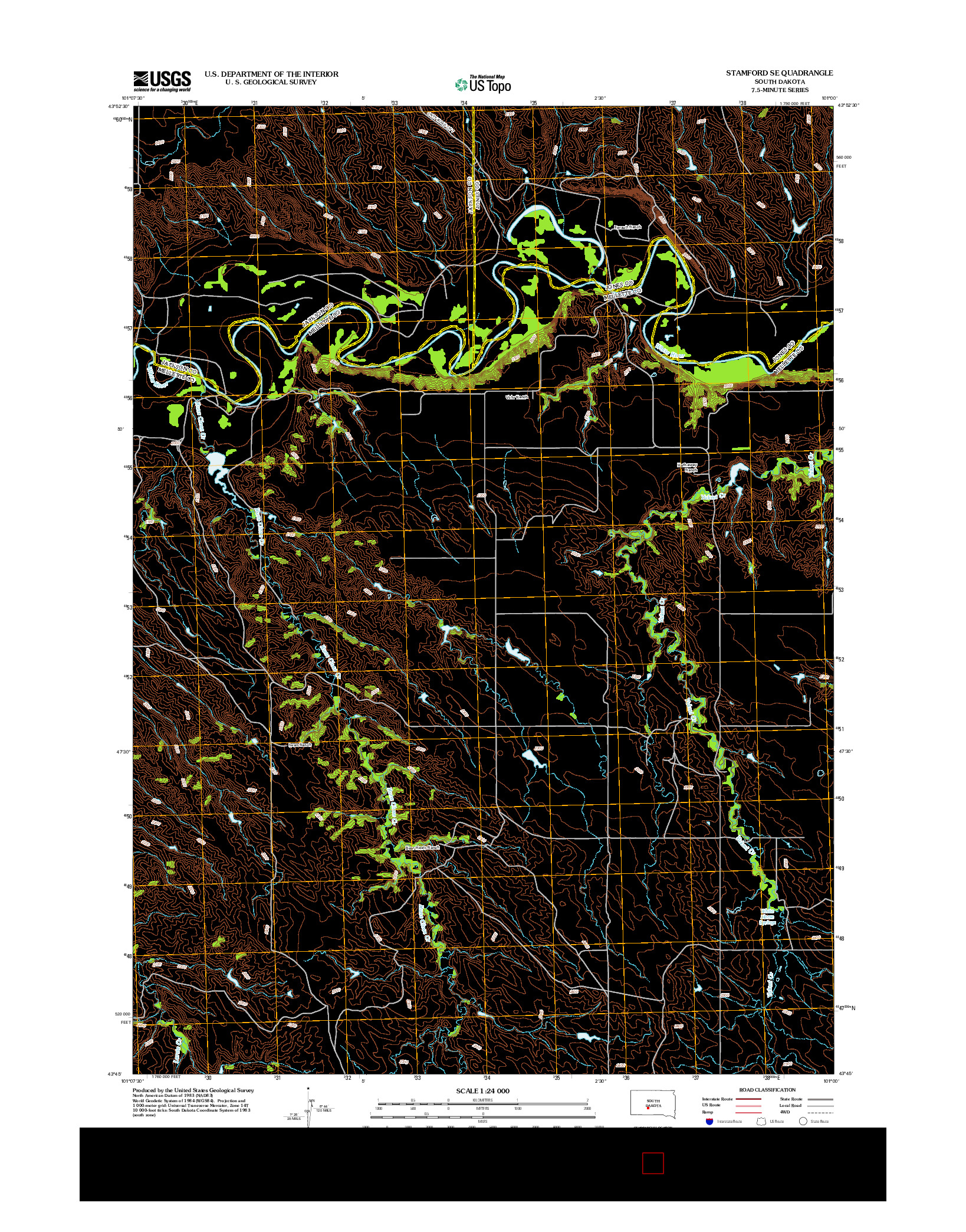 USGS US TOPO 7.5-MINUTE MAP FOR STAMFORD SE, SD 2012