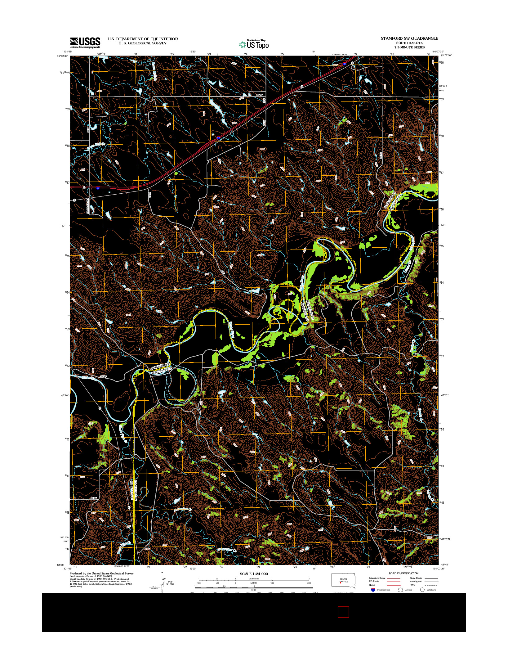 USGS US TOPO 7.5-MINUTE MAP FOR STAMFORD SW, SD 2012