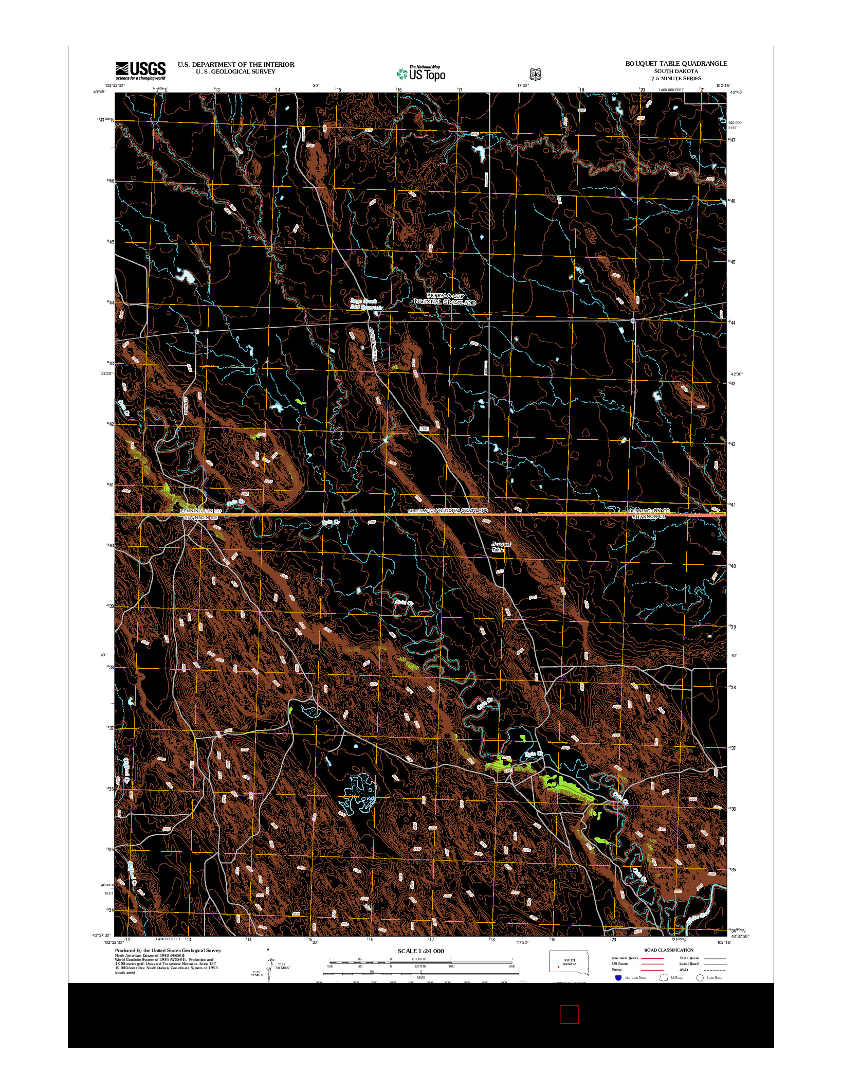 USGS US TOPO 7.5-MINUTE MAP FOR BOUQUET TABLE, SD 2012