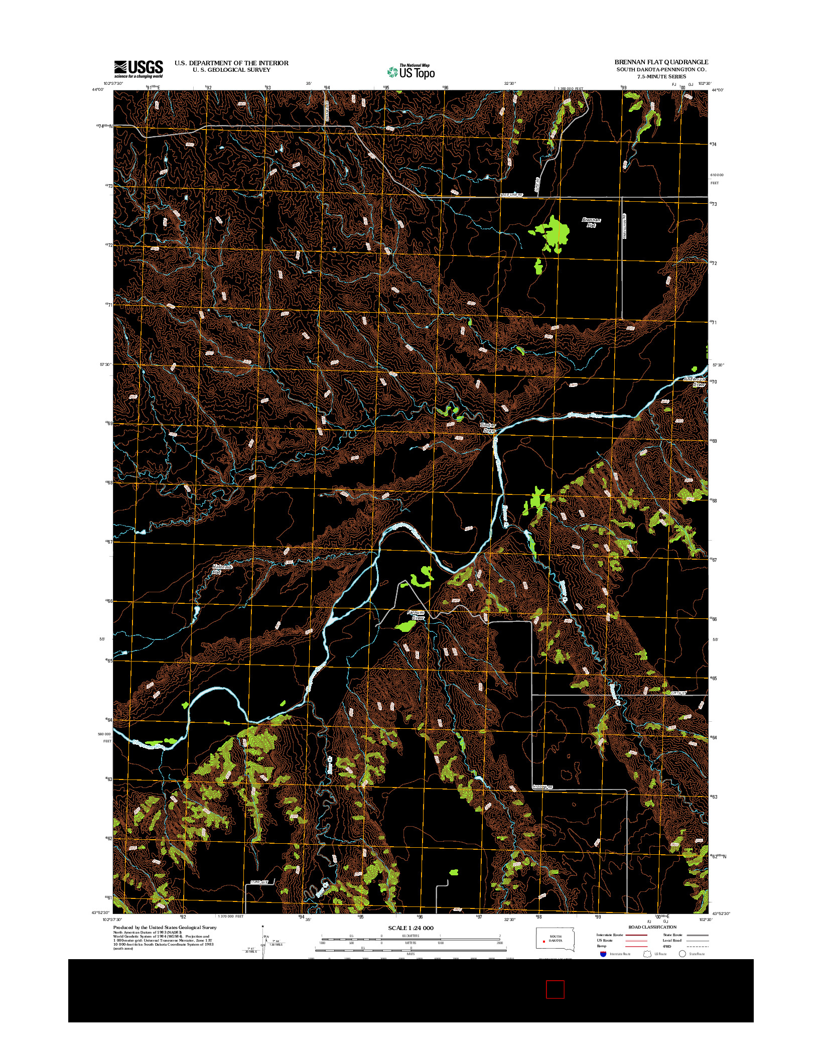 USGS US TOPO 7.5-MINUTE MAP FOR BRENNAN FLAT, SD 2012