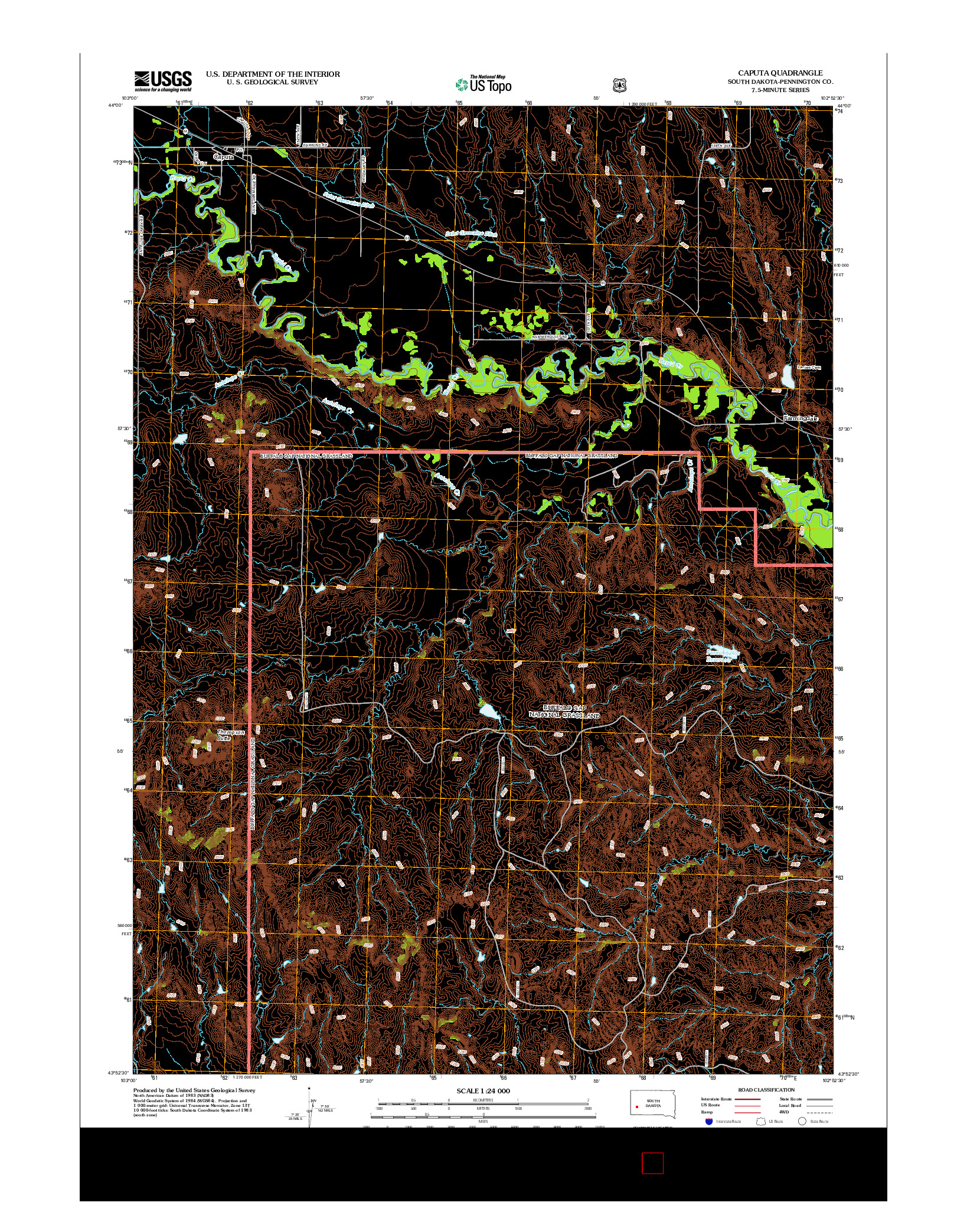 USGS US TOPO 7.5-MINUTE MAP FOR CAPUTA, SD 2012