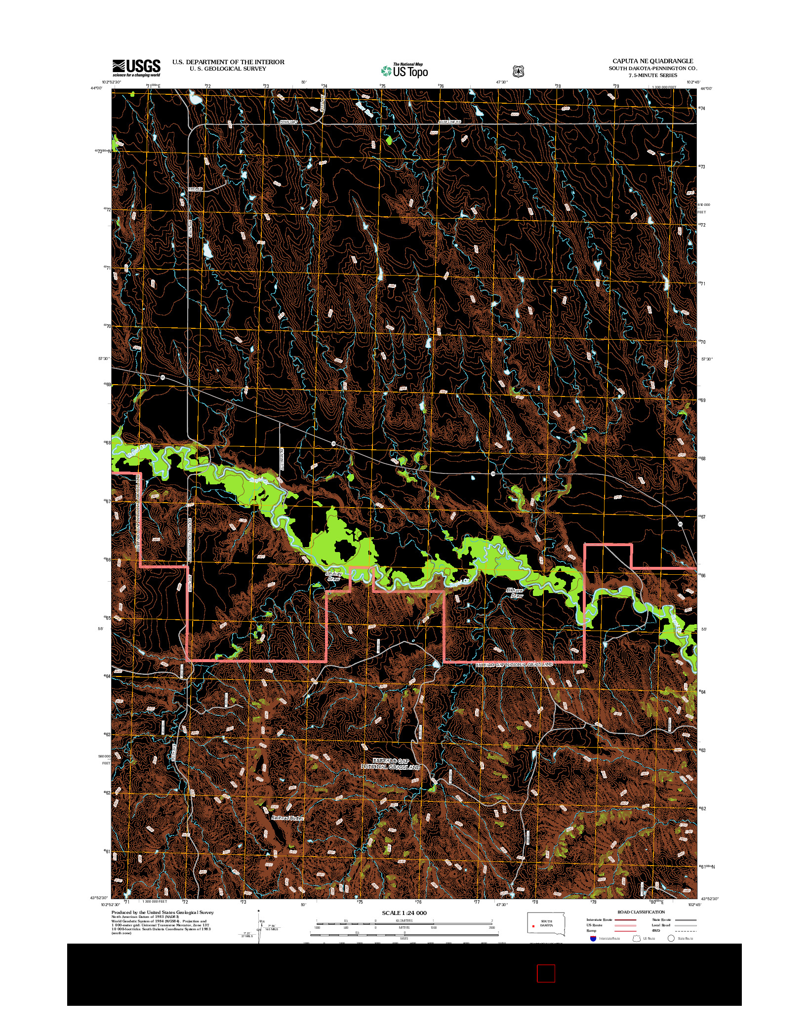 USGS US TOPO 7.5-MINUTE MAP FOR CAPUTA NE, SD 2012