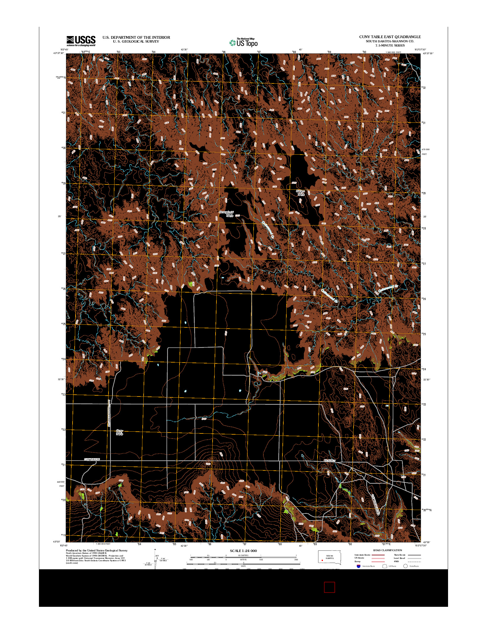 USGS US TOPO 7.5-MINUTE MAP FOR CUNY TABLE EAST, SD 2012