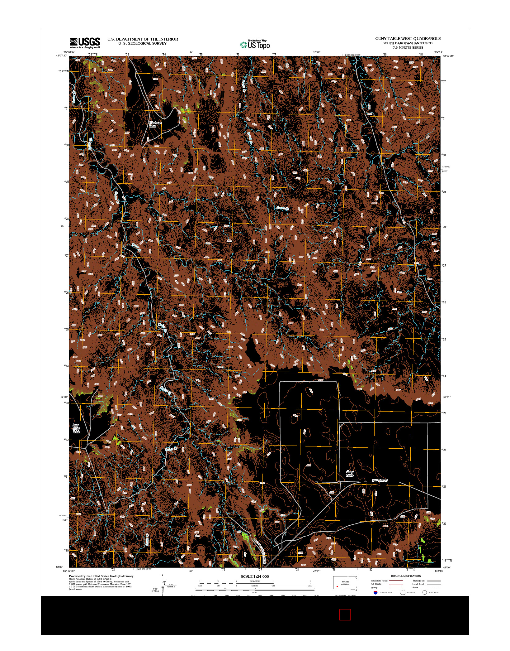 USGS US TOPO 7.5-MINUTE MAP FOR CUNY TABLE WEST, SD 2012