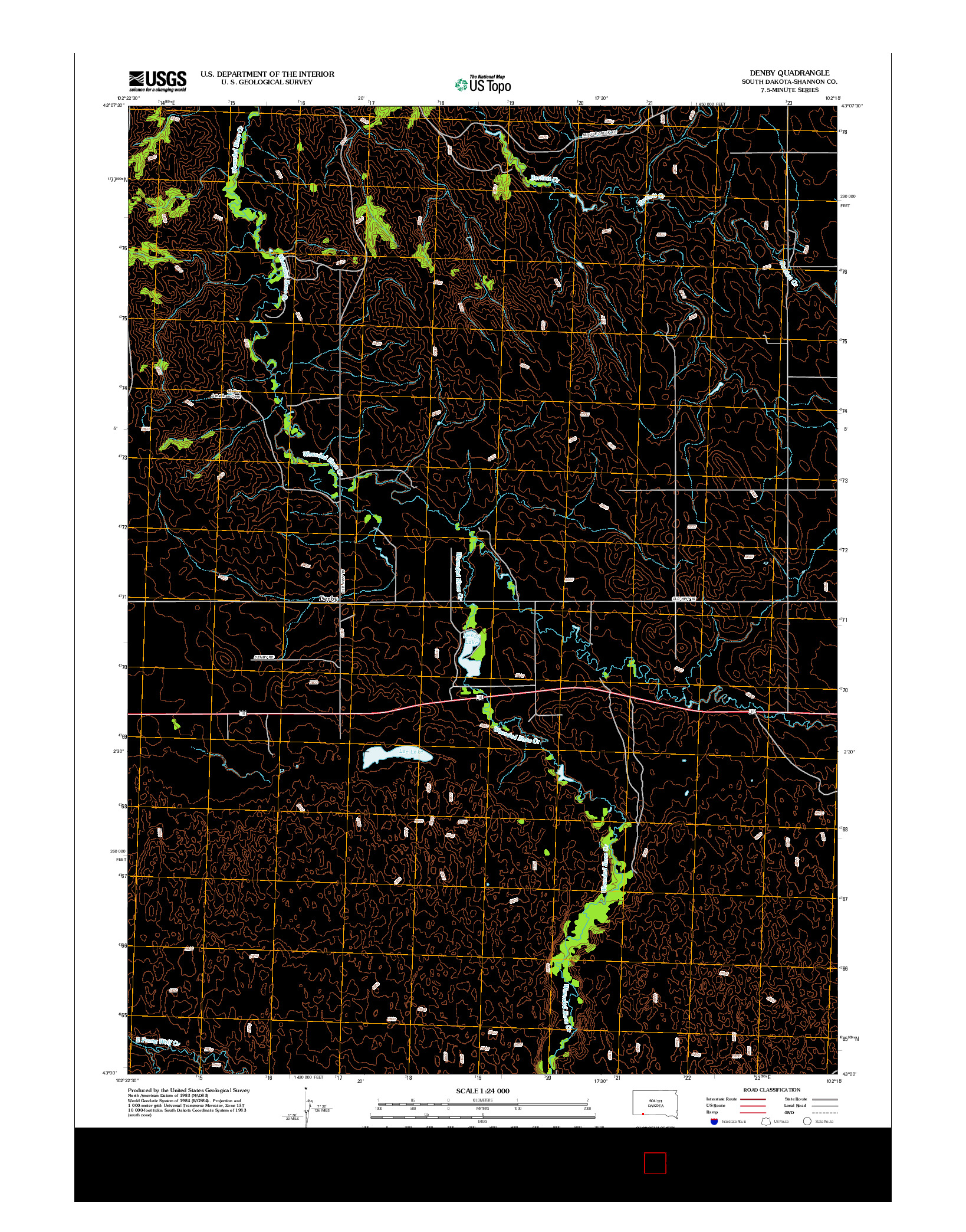 USGS US TOPO 7.5-MINUTE MAP FOR DENBY, SD 2012