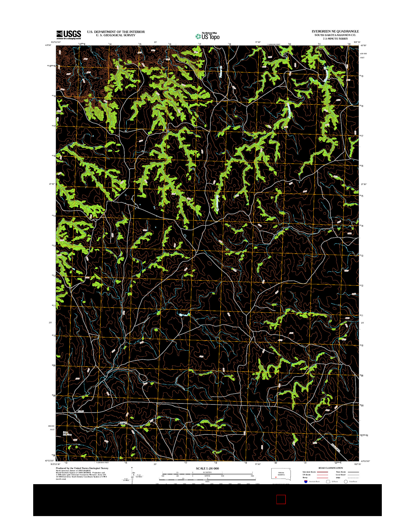 USGS US TOPO 7.5-MINUTE MAP FOR EVERGREEN NE, SD 2012