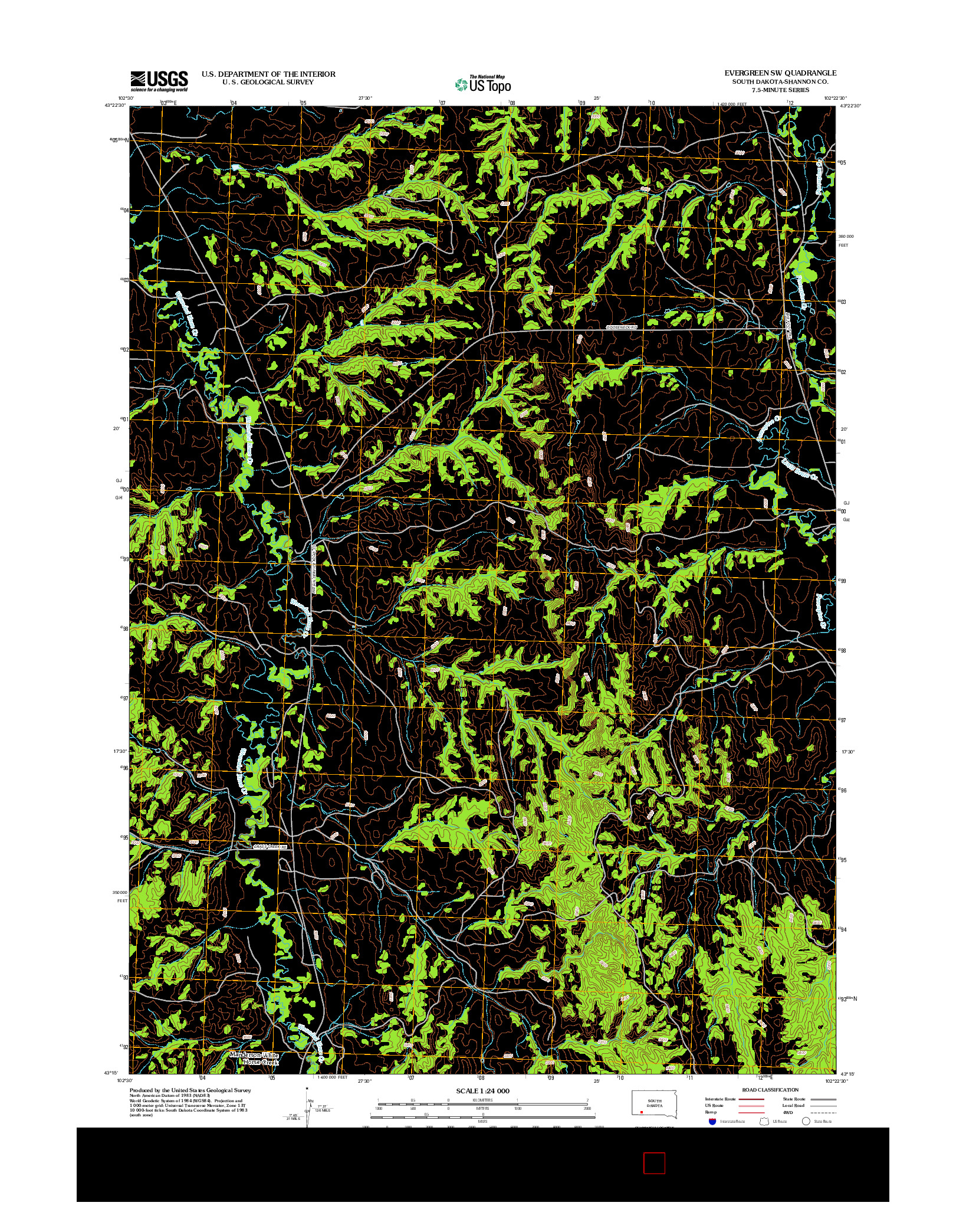 USGS US TOPO 7.5-MINUTE MAP FOR EVERGREEN SW, SD 2012