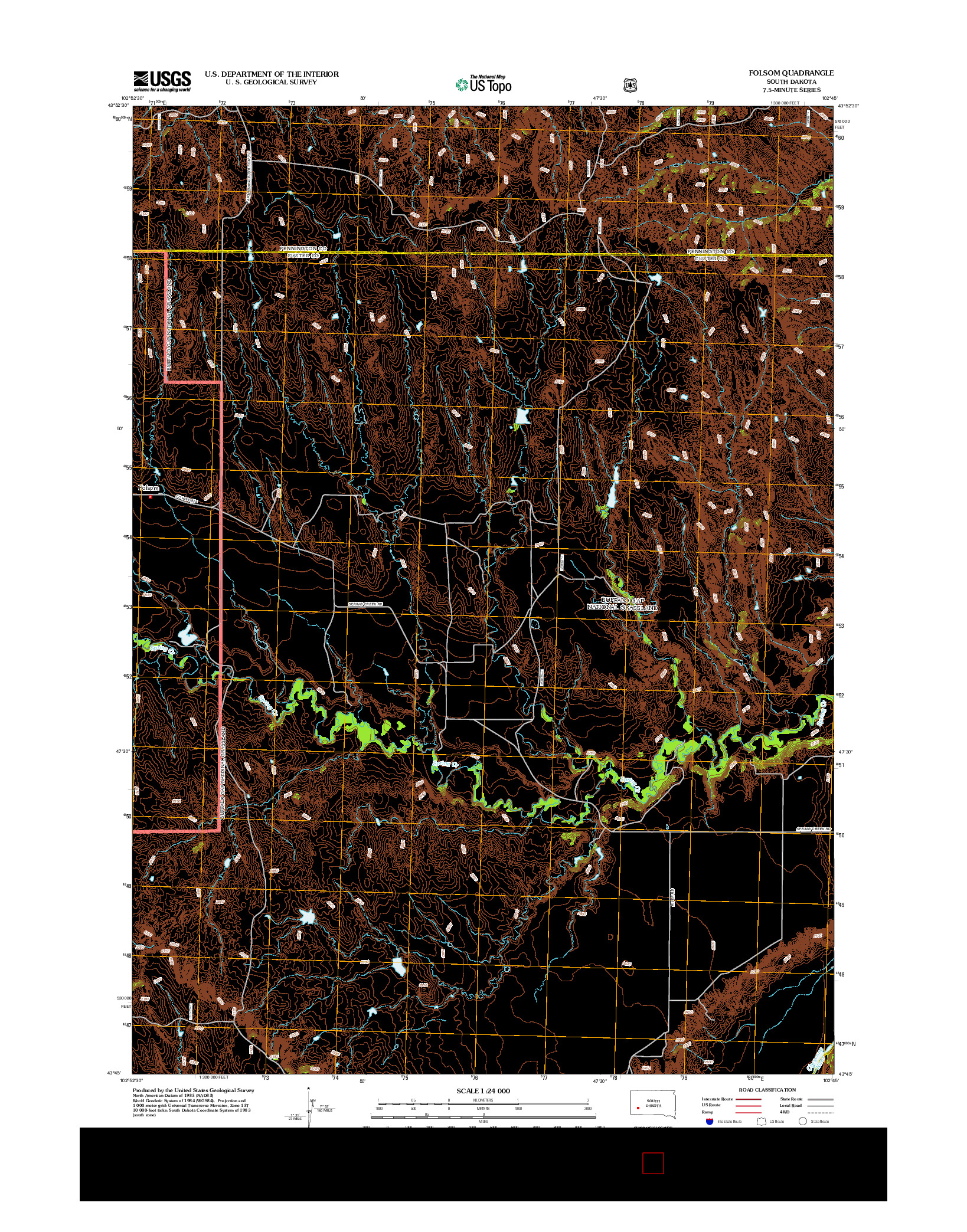 USGS US TOPO 7.5-MINUTE MAP FOR FOLSOM, SD 2012
