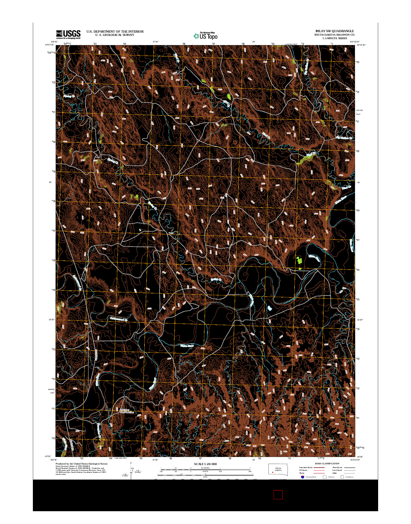 USGS US TOPO 7.5-MINUTE MAP FOR IMLAY SW, SD 2012