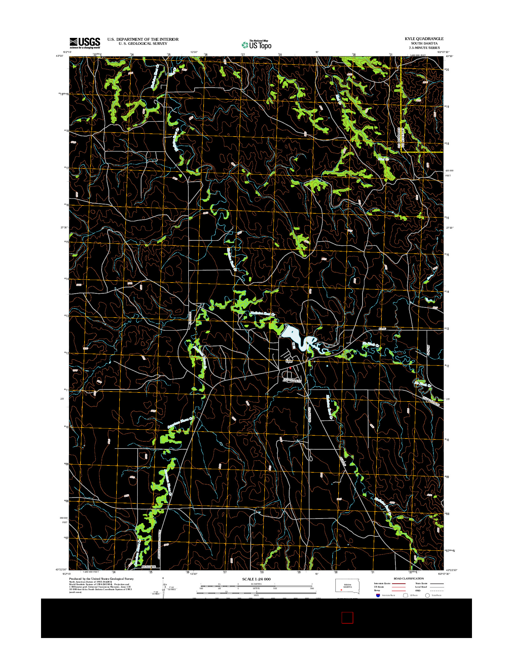 USGS US TOPO 7.5-MINUTE MAP FOR KYLE, SD 2012