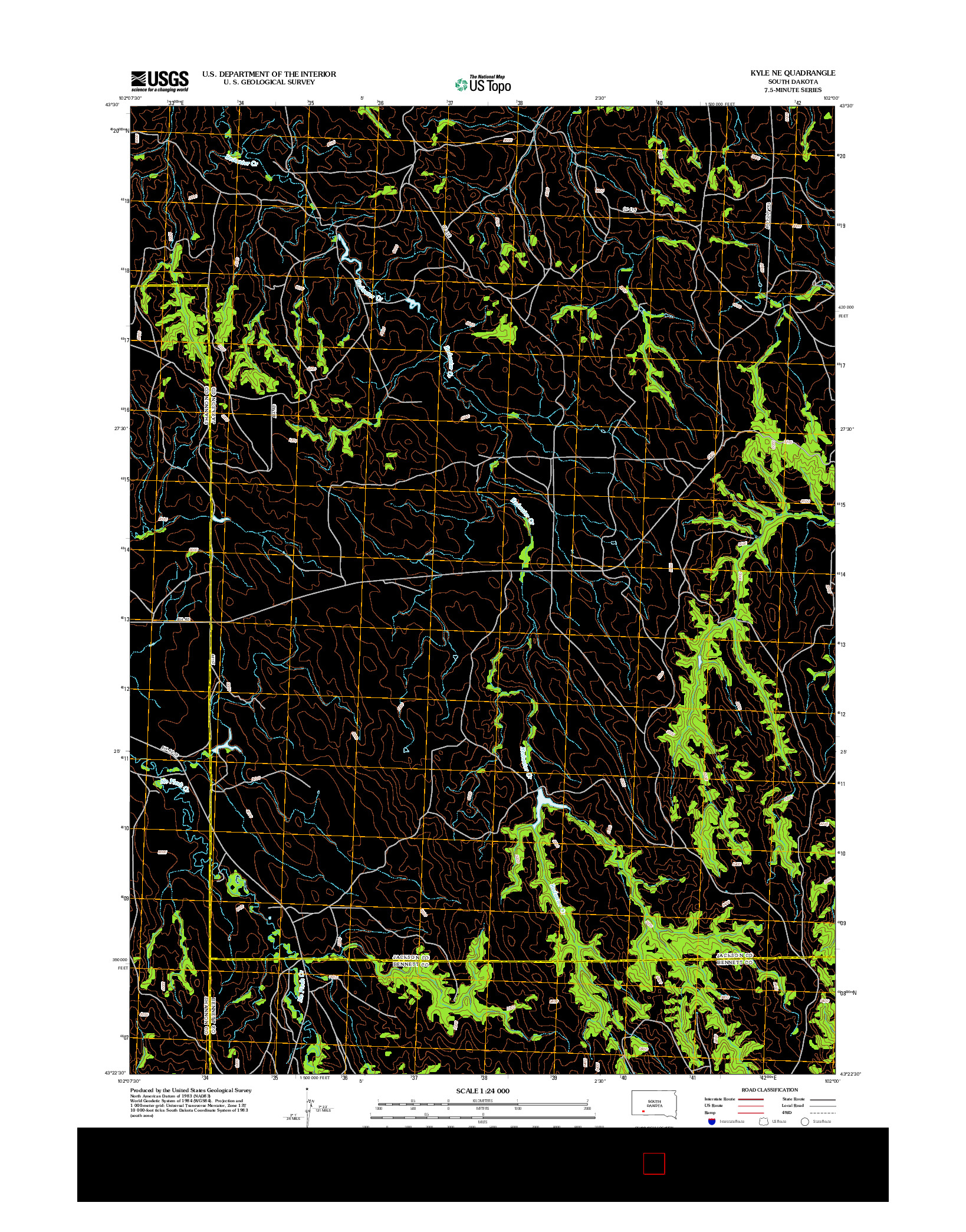 USGS US TOPO 7.5-MINUTE MAP FOR KYLE NE, SD 2012
