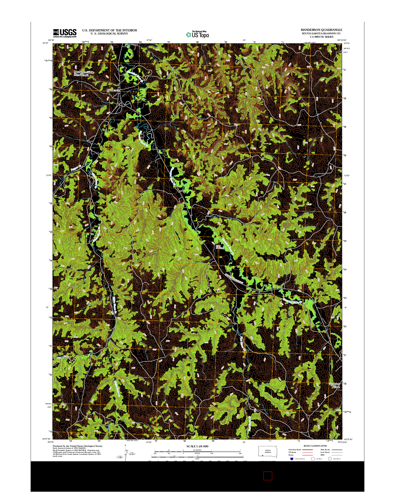 USGS US TOPO 7.5-MINUTE MAP FOR MANDERSON, SD 2012