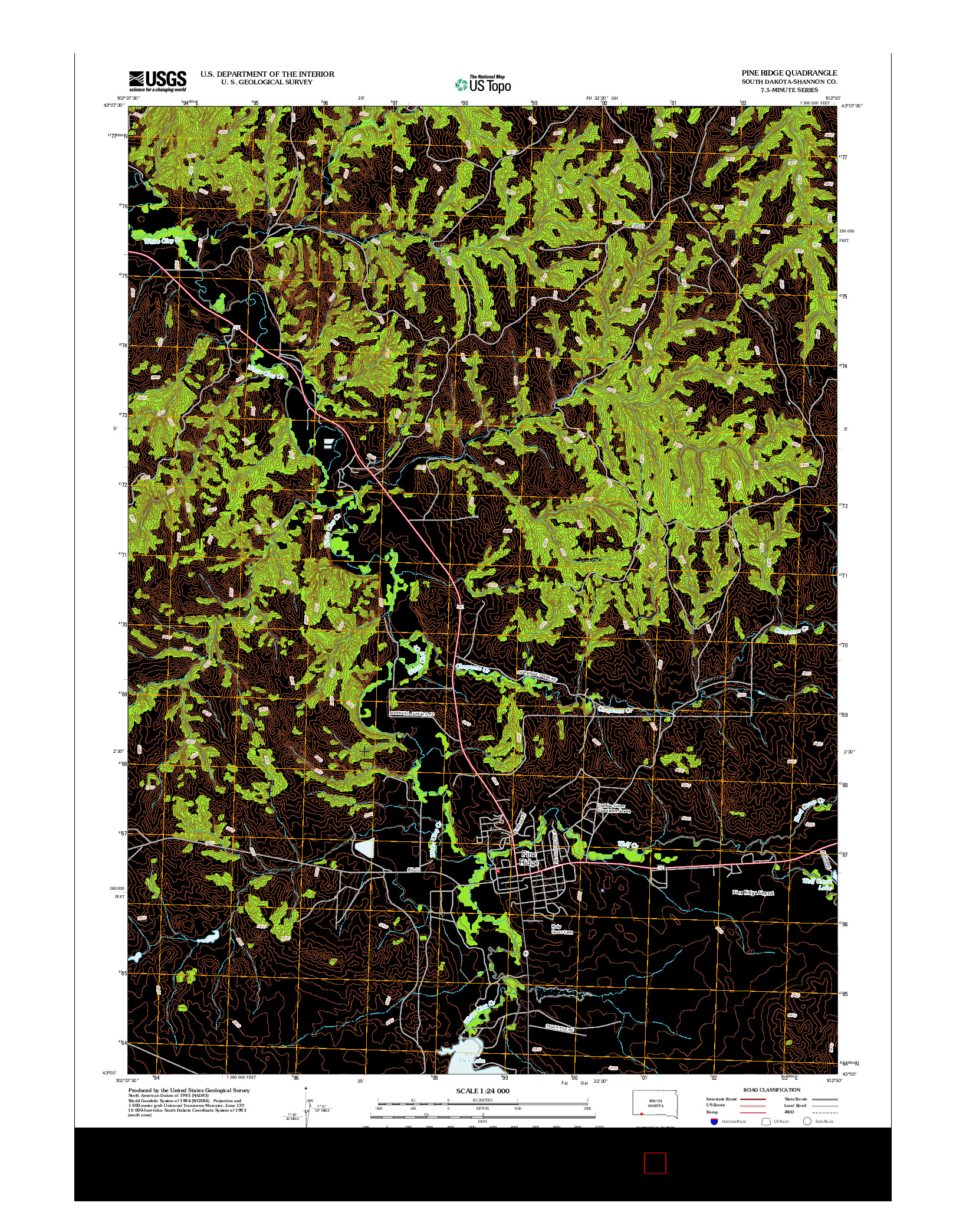 USGS US TOPO 7.5-MINUTE MAP FOR PINE RIDGE, SD 2012