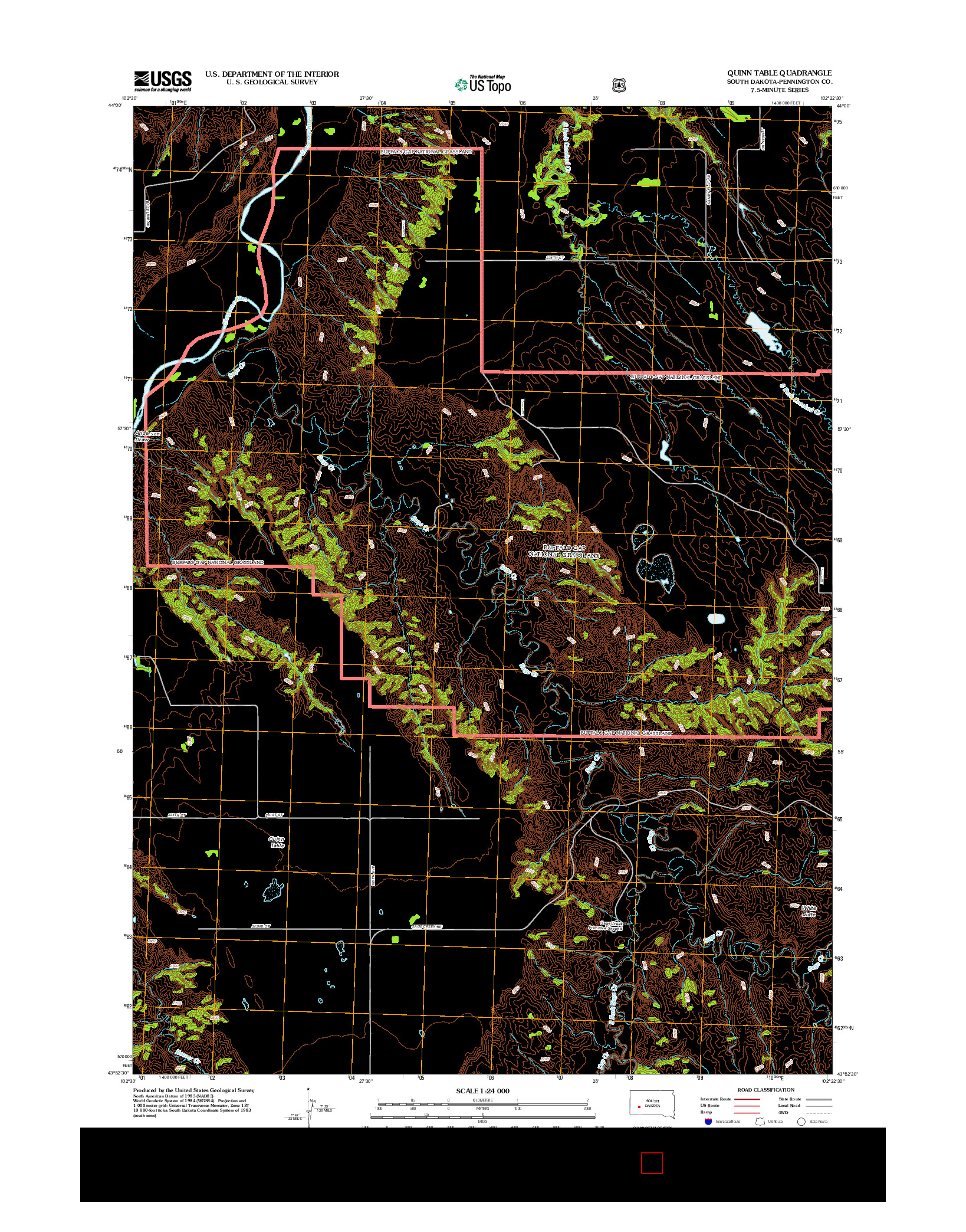 USGS US TOPO 7.5-MINUTE MAP FOR QUINN TABLE, SD 2012