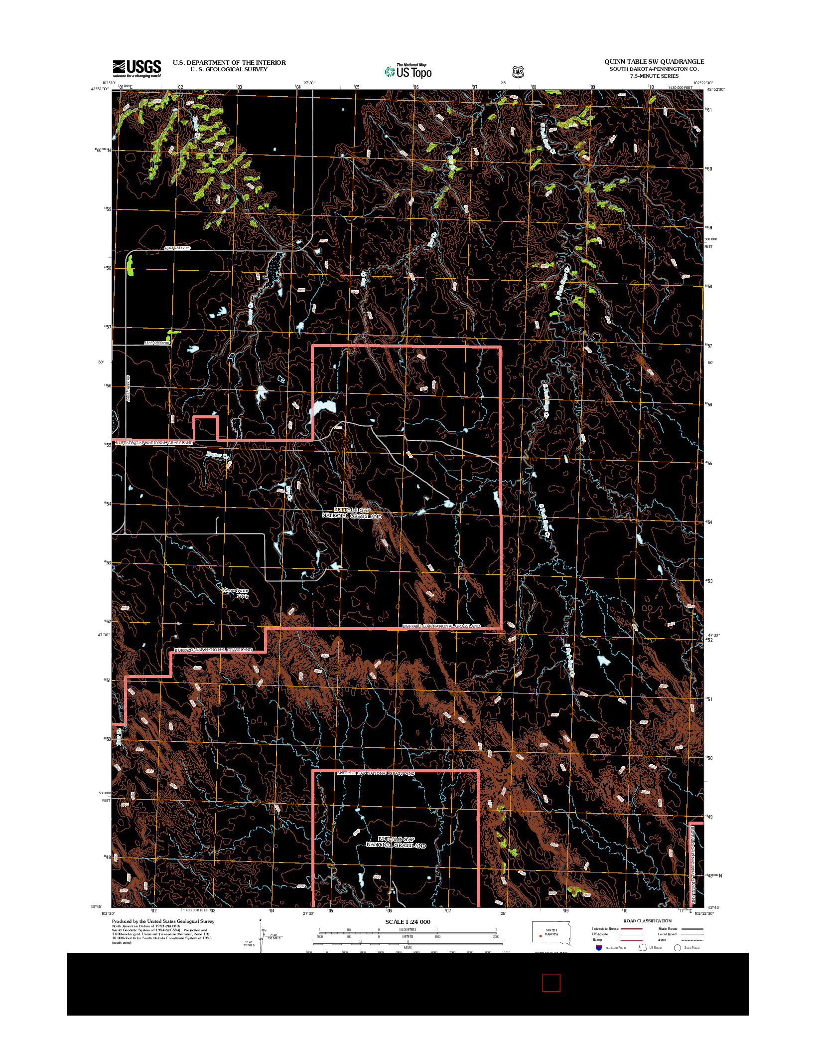 USGS US TOPO 7.5-MINUTE MAP FOR QUINN TABLE SW, SD 2012