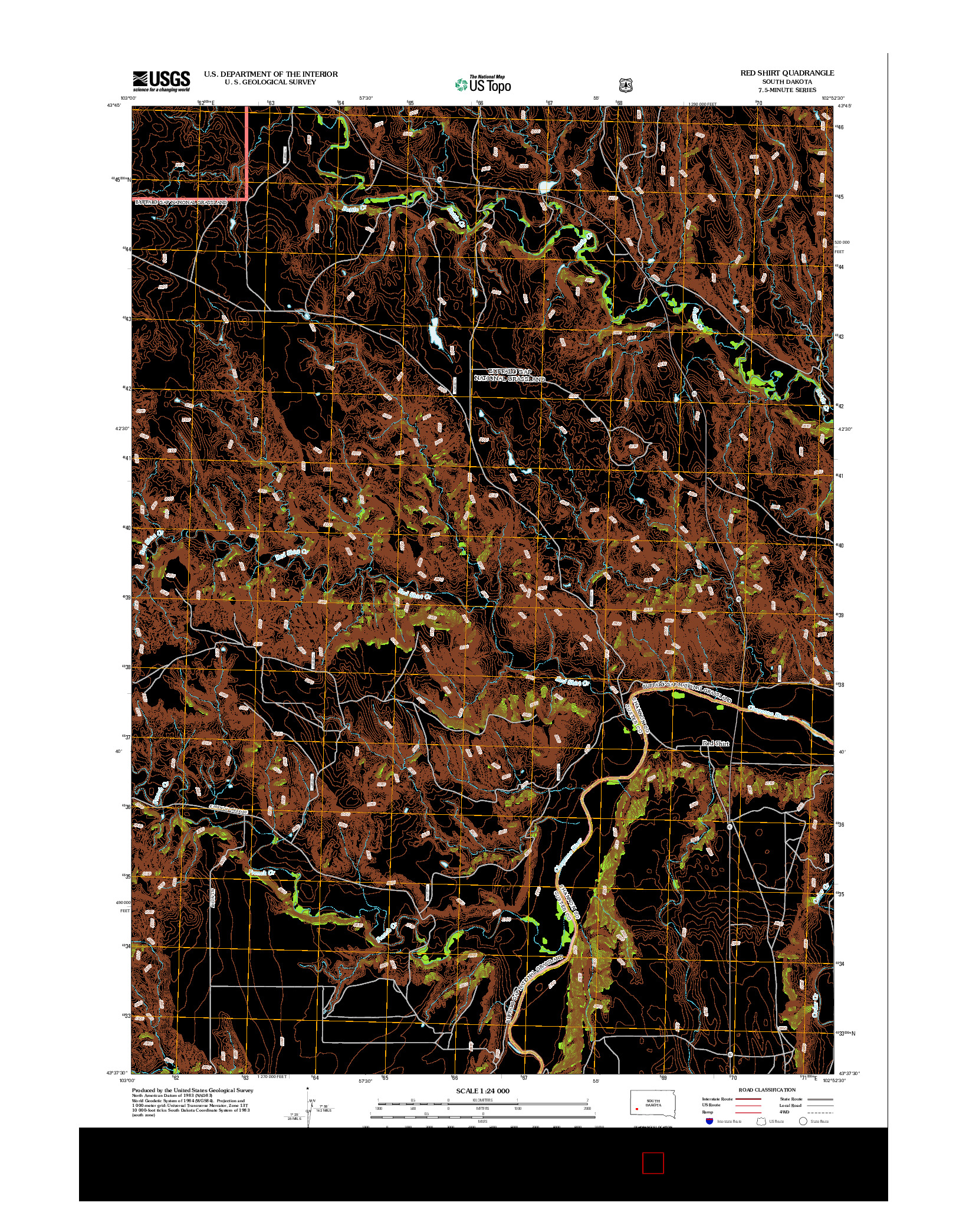 USGS US TOPO 7.5-MINUTE MAP FOR RED SHIRT, SD 2012