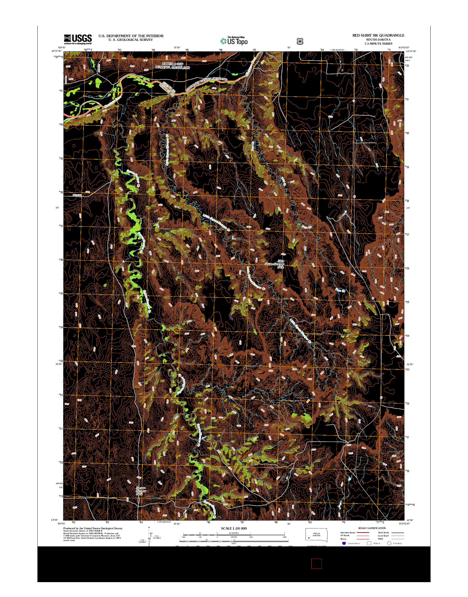 USGS US TOPO 7.5-MINUTE MAP FOR RED SHIRT SW, SD 2012