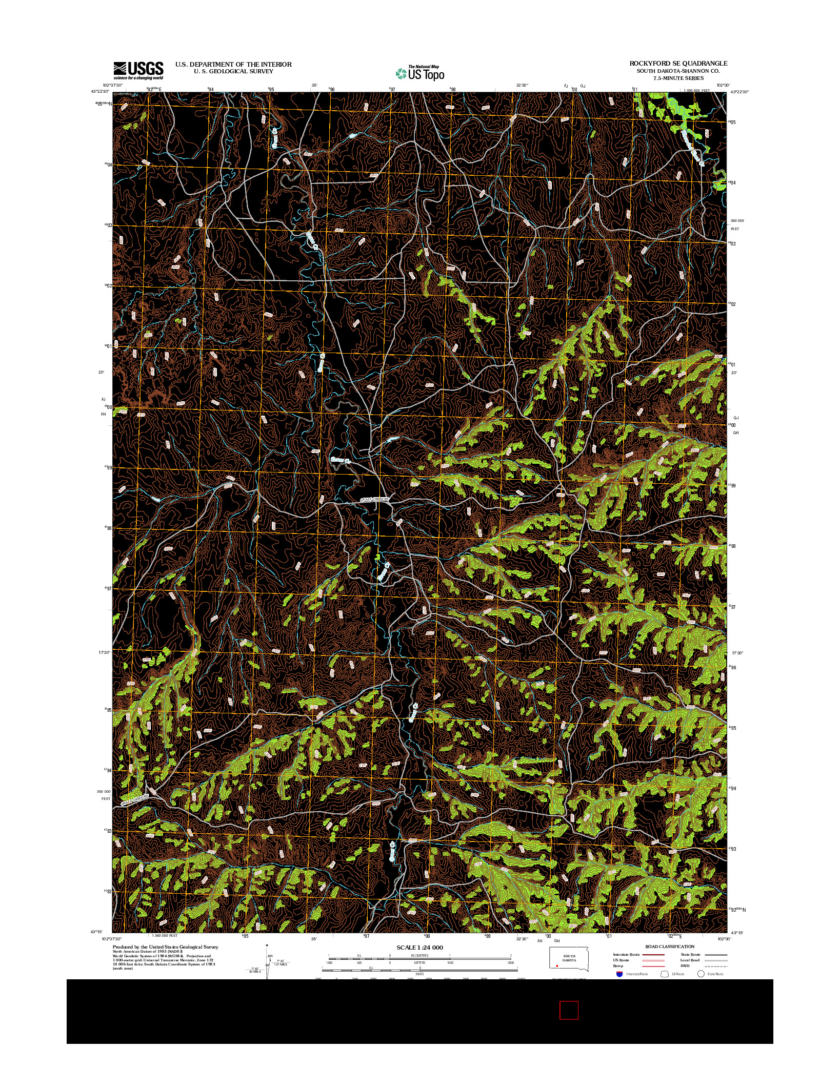 USGS US TOPO 7.5-MINUTE MAP FOR ROCKYFORD SE, SD 2012