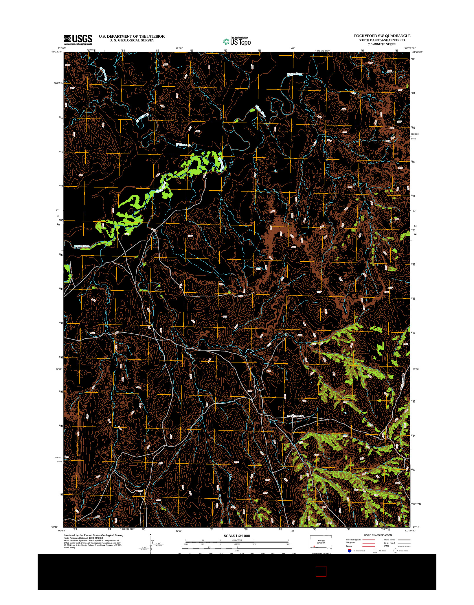 USGS US TOPO 7.5-MINUTE MAP FOR ROCKYFORD SW, SD 2012