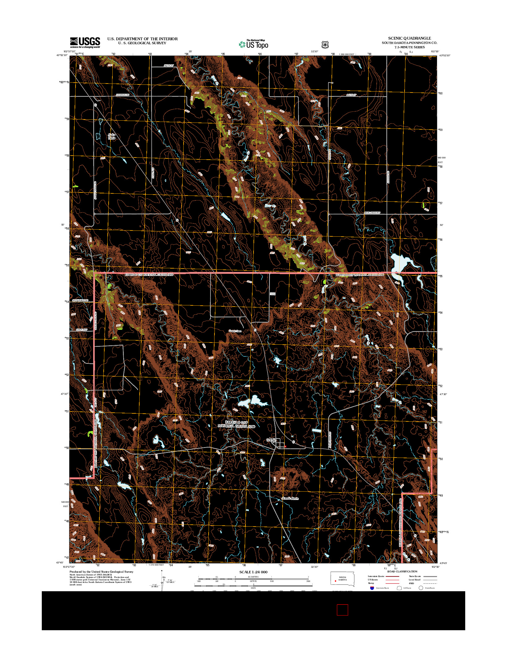 USGS US TOPO 7.5-MINUTE MAP FOR SCENIC, SD 2012