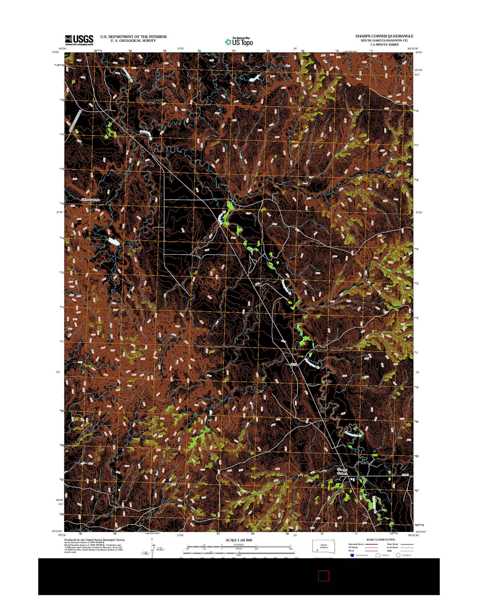 USGS US TOPO 7.5-MINUTE MAP FOR SHARPS CORNER, SD 2012