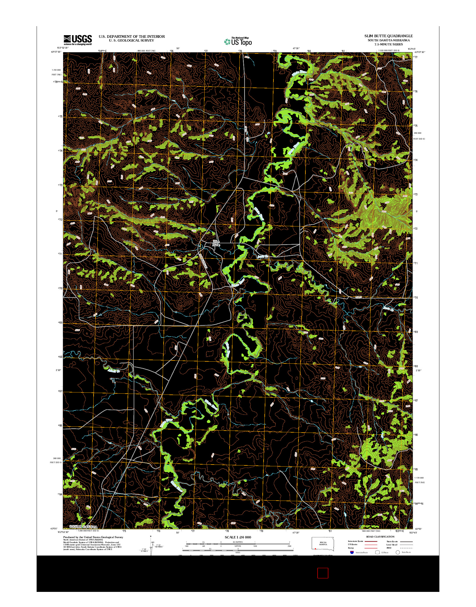 USGS US TOPO 7.5-MINUTE MAP FOR SLIM BUTTE, SD-NE 2012