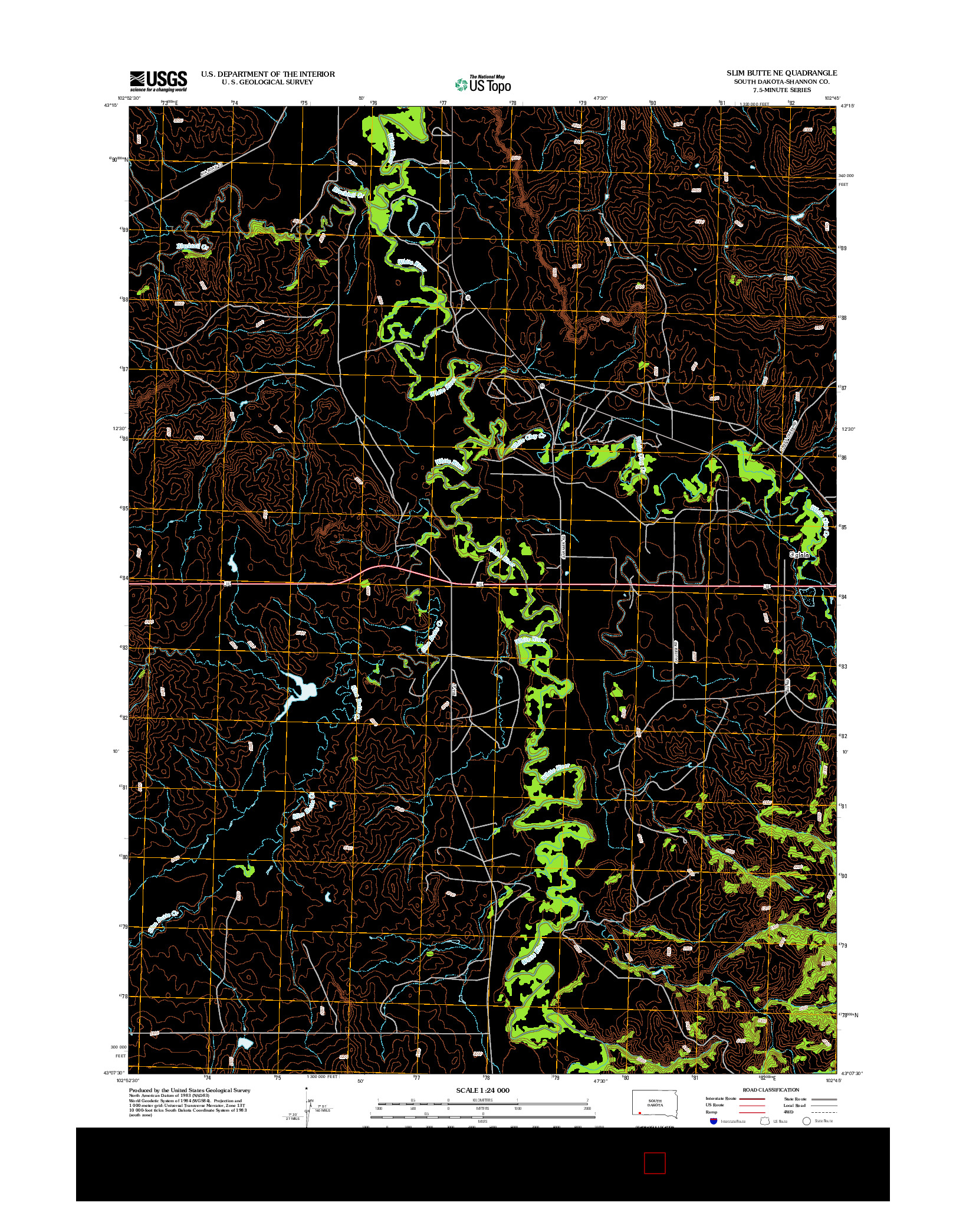 USGS US TOPO 7.5-MINUTE MAP FOR SLIM BUTTE NE, SD 2012