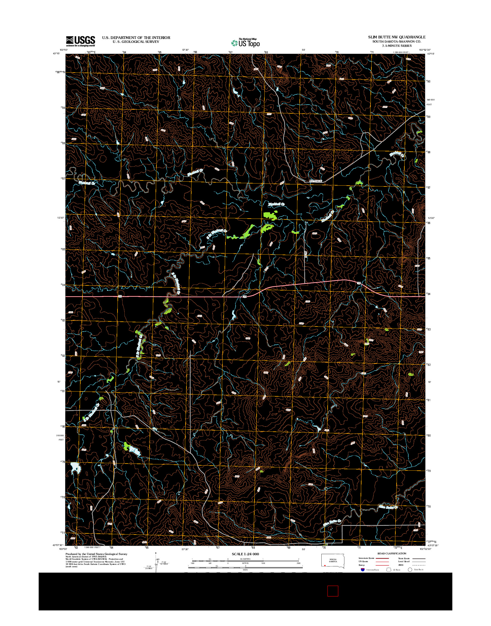 USGS US TOPO 7.5-MINUTE MAP FOR SLIM BUTTE NW, SD 2012