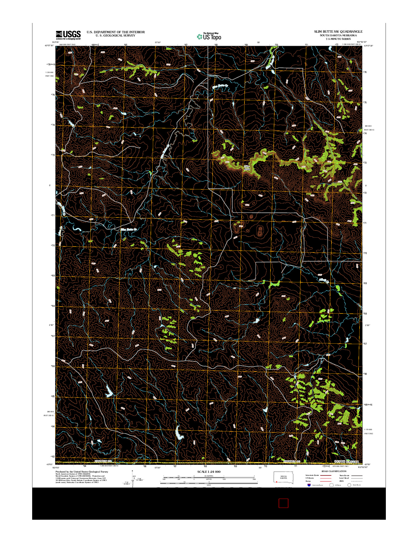 USGS US TOPO 7.5-MINUTE MAP FOR SLIM BUTTE SW, SD-NE 2012
