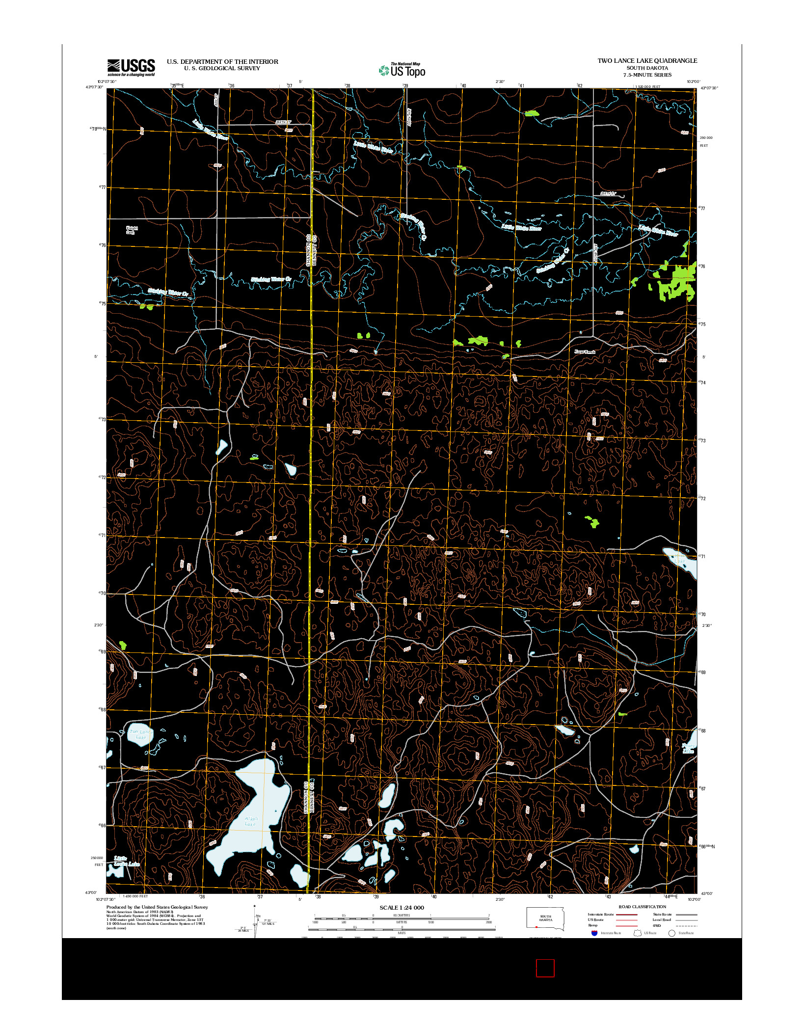 USGS US TOPO 7.5-MINUTE MAP FOR TWO LANCE LAKE, SD 2012