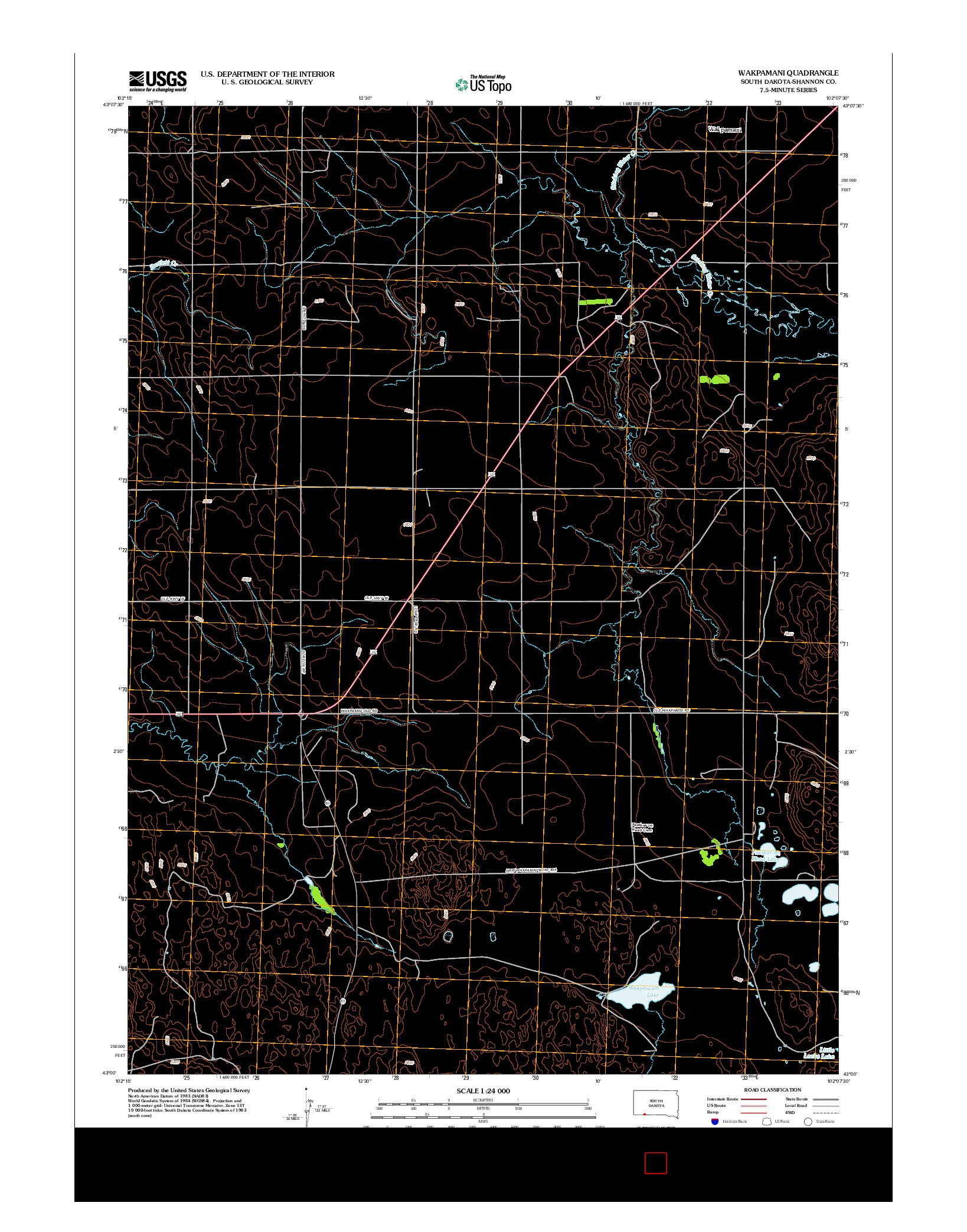 USGS US TOPO 7.5-MINUTE MAP FOR WAKPAMANI, SD 2012
