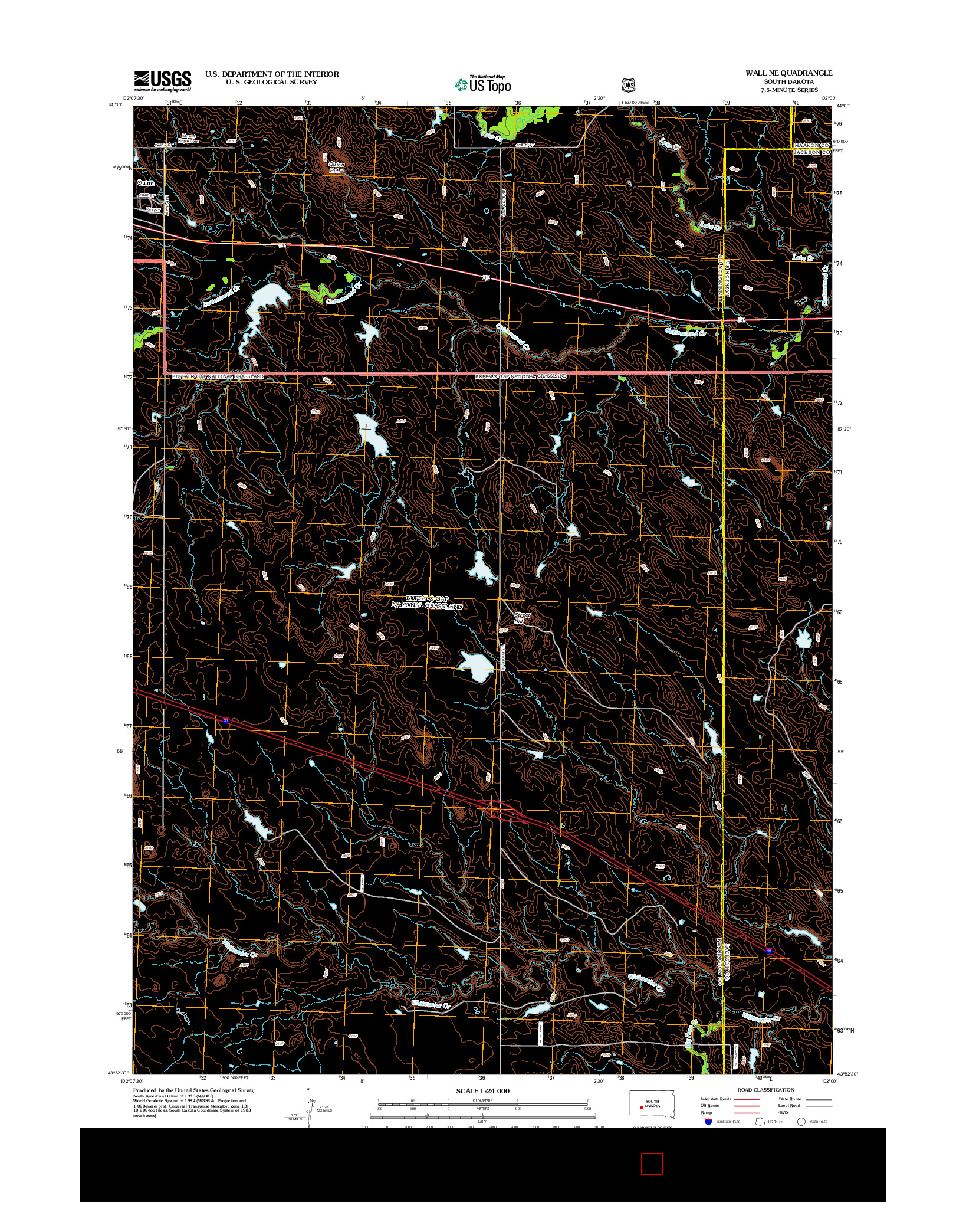 USGS US TOPO 7.5-MINUTE MAP FOR WALL NE, SD 2012