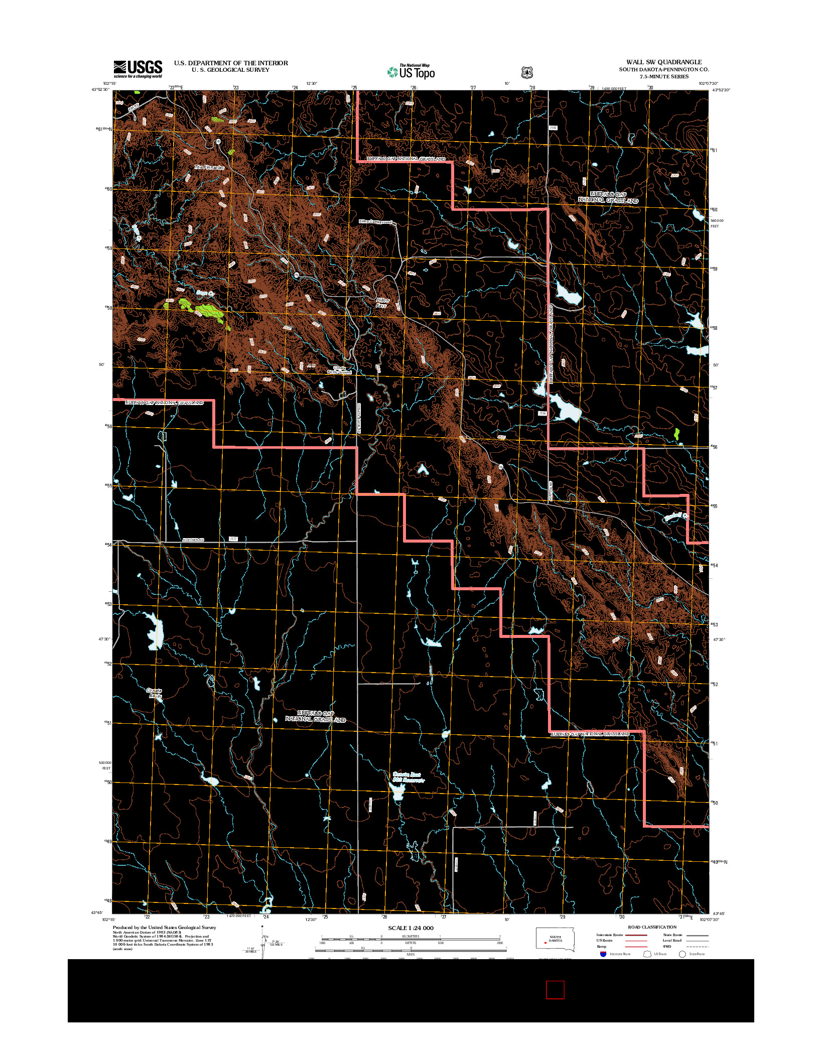 USGS US TOPO 7.5-MINUTE MAP FOR WALL SW, SD 2012